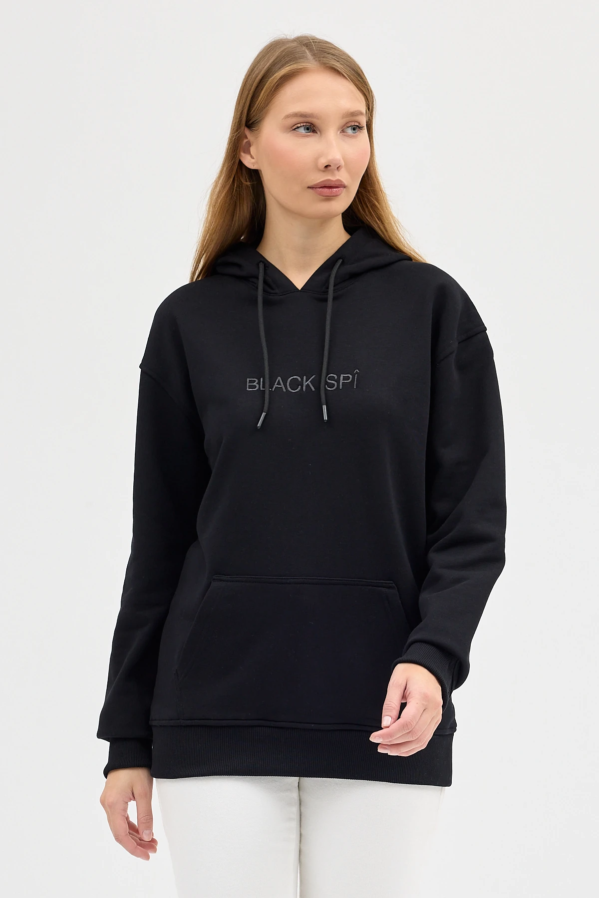 BLACK SPÎ Kadın Kapüşonlu Basic Sweatshirt - Siyah