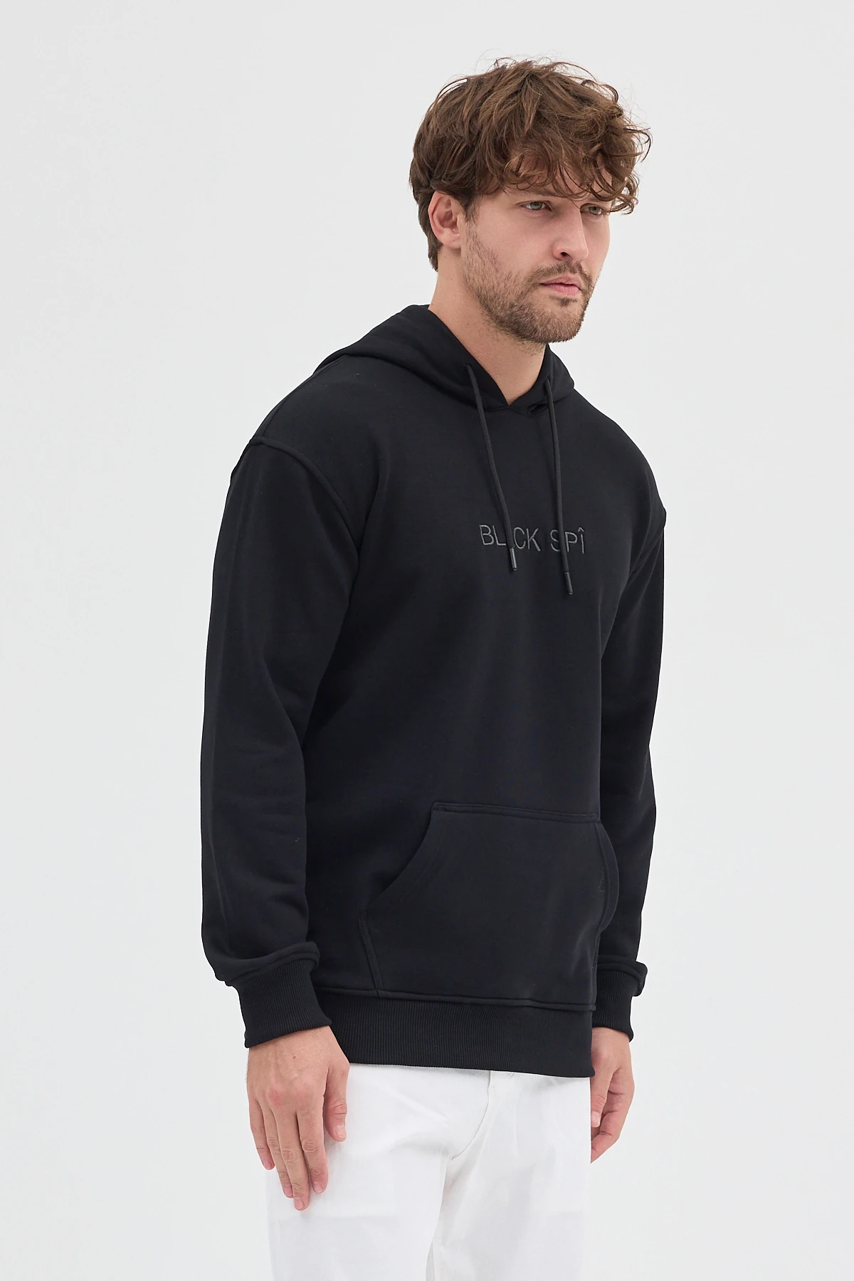 BLACK SPÎ Erkek Kapüşonlu Basic Sweatshirt