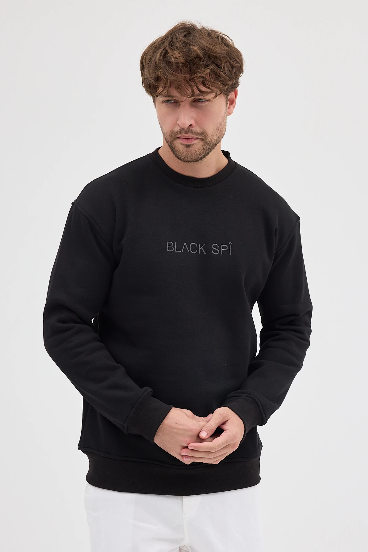 BLACK SPÎ Erkek Şardonlu Basic Sweatshirt