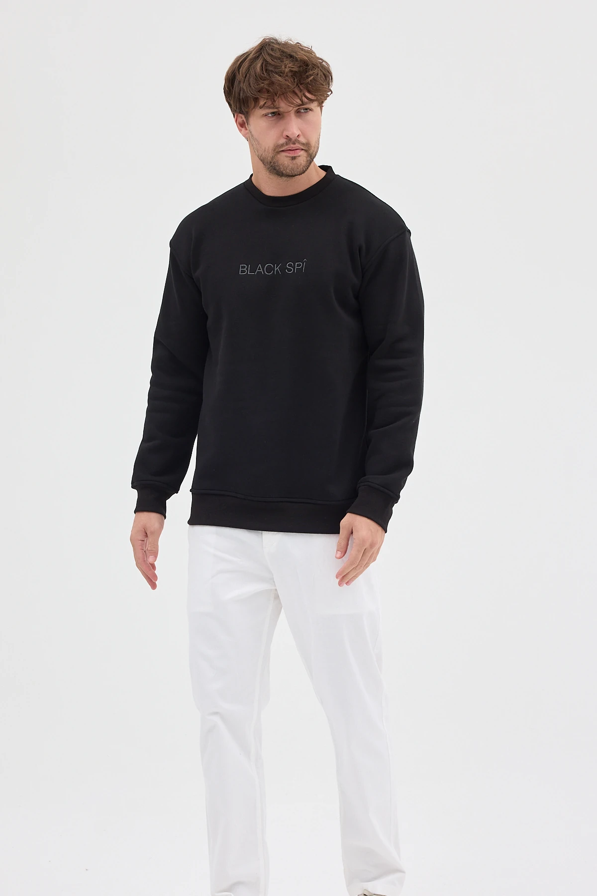 BLACK SPÎ Erkek Şardonlu Basic Sweatshirt