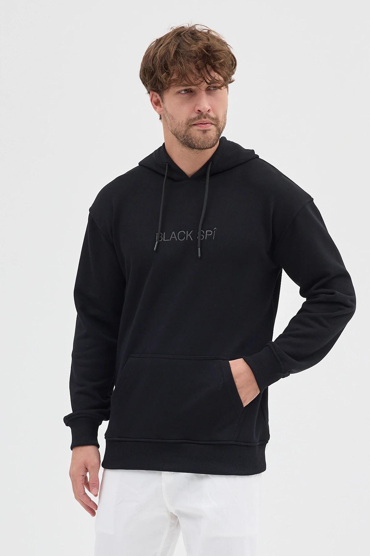 BLACK SPÎ Erkek Kapüşonlu Basic Sweatshirt