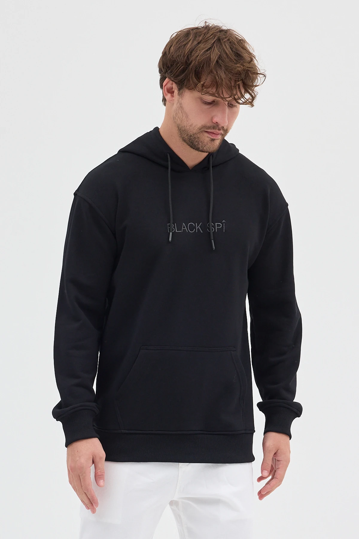 BLACK SPÎ Erkek Kapüşonlu Basic Sweatshirt