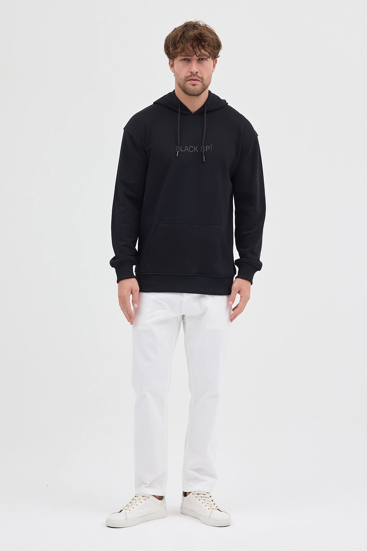 BLACK SPÎ Erkek Kapüşonlu Basic Sweatshirt - Siyah