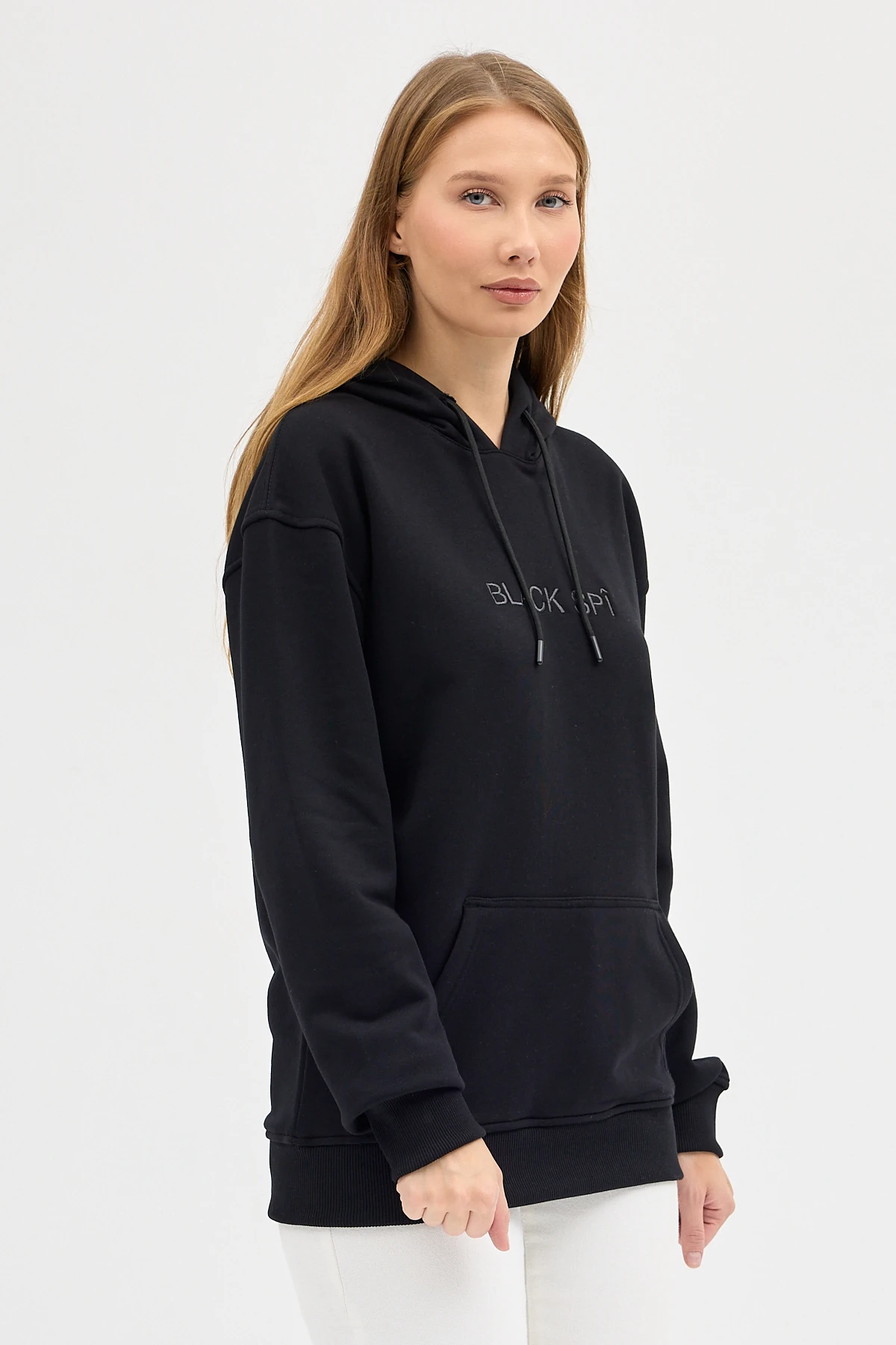 BLACK SPÎ Kadın Kapüşonlu Basic Sweatshirt