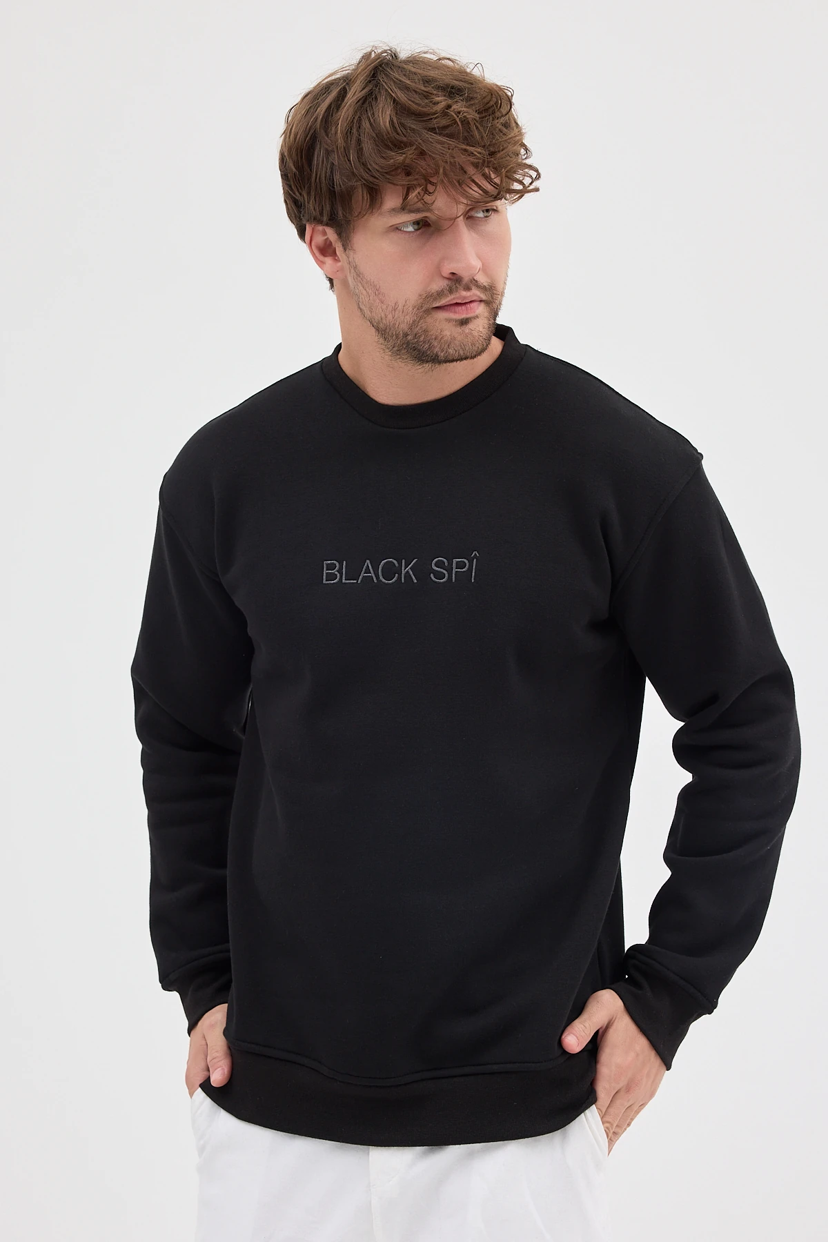 BLACK SPÎ Erkek Şardonlu Basic Sweatshirt