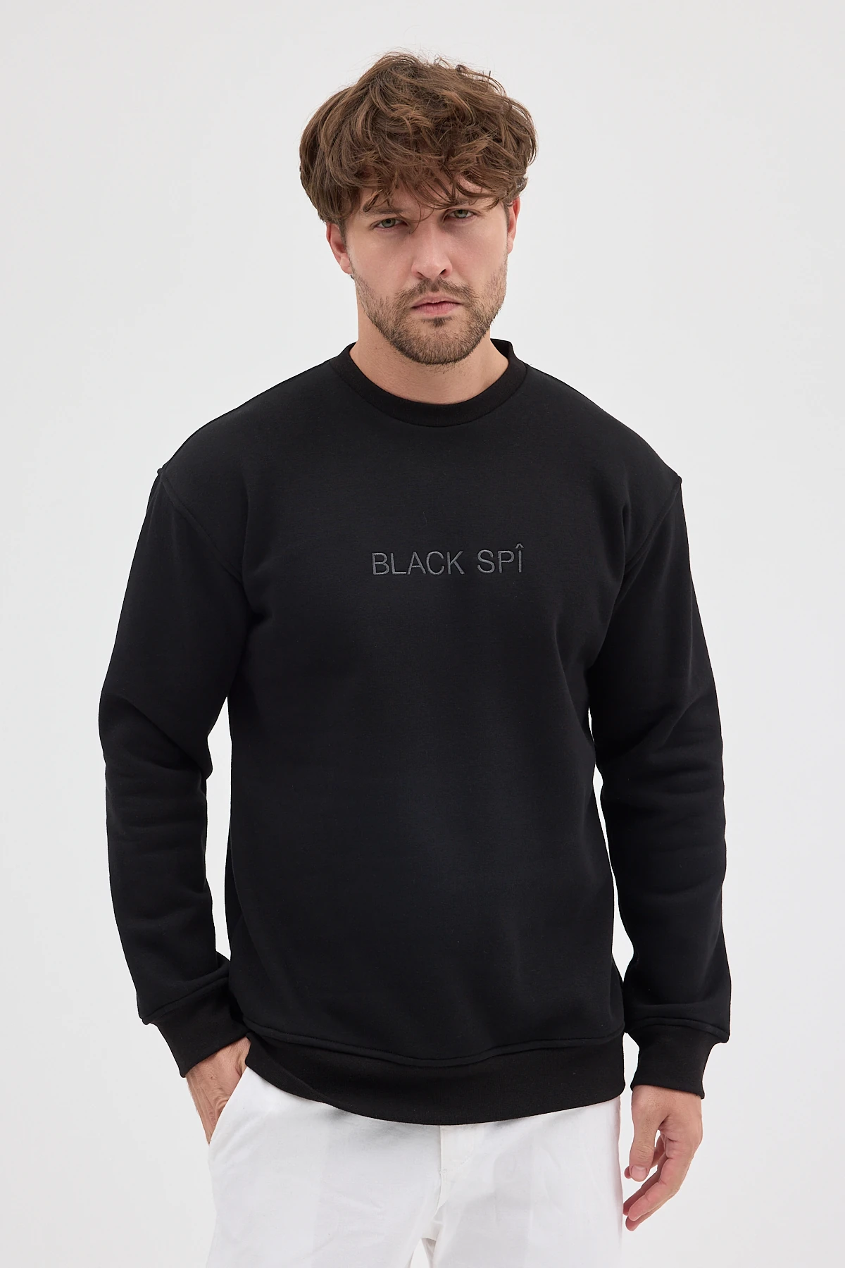 BLACK SPÎ Erkek Şardonlu Basic Sweatshirt