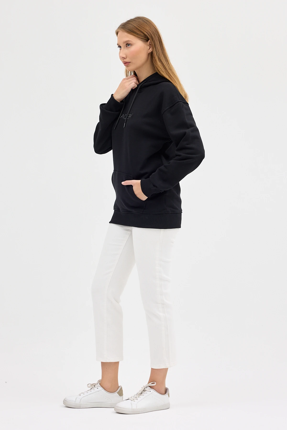 BLACK SPÎ Kadın Kapüşonlu Basic Sweatshirt