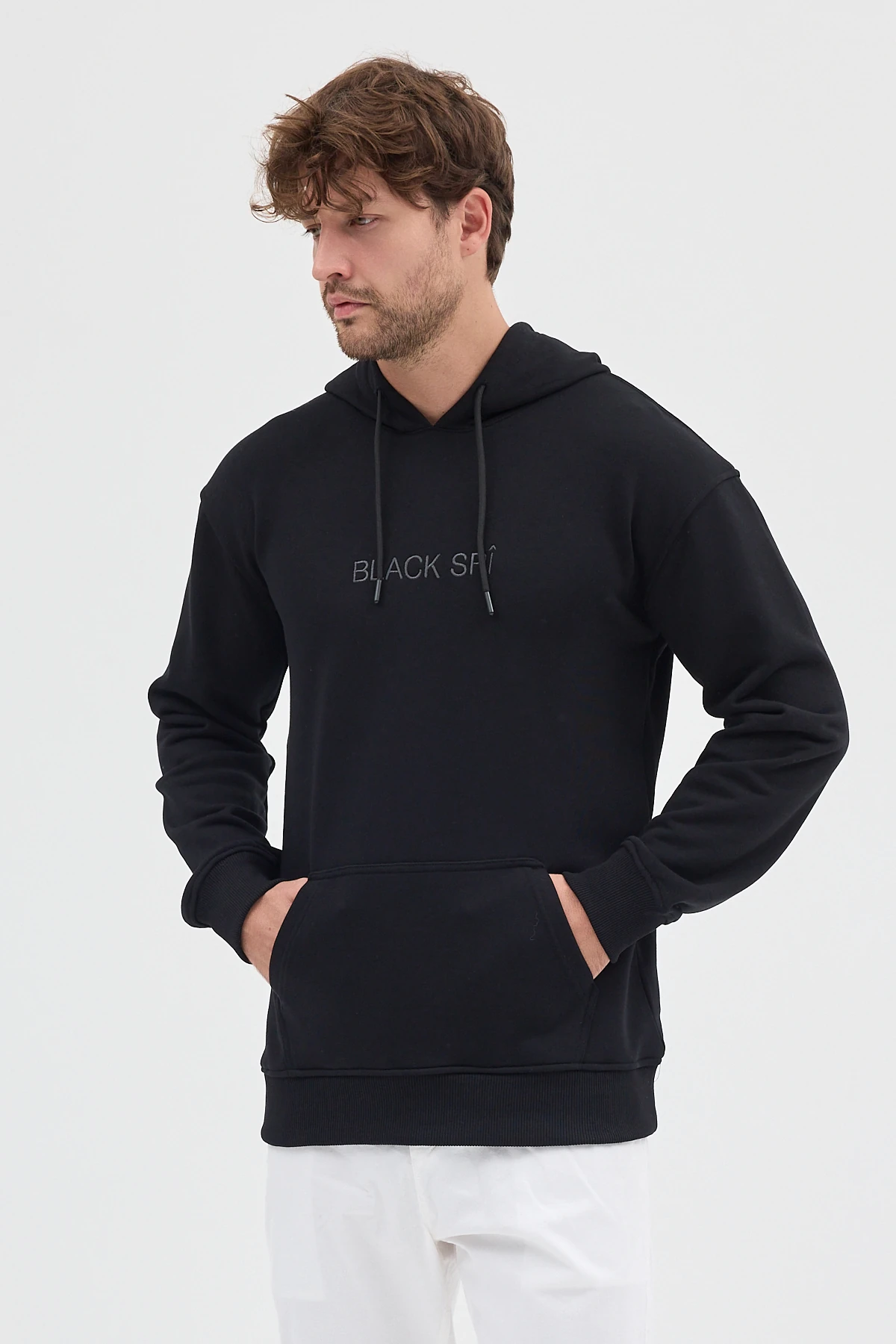 BLACK SPÎ Erkek Kapüşonlu Basic Sweatshirt