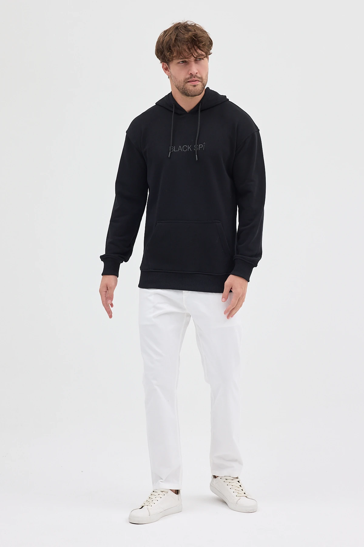 BLACK SPÎ Erkek Kapüşonlu Basic Sweatshirt