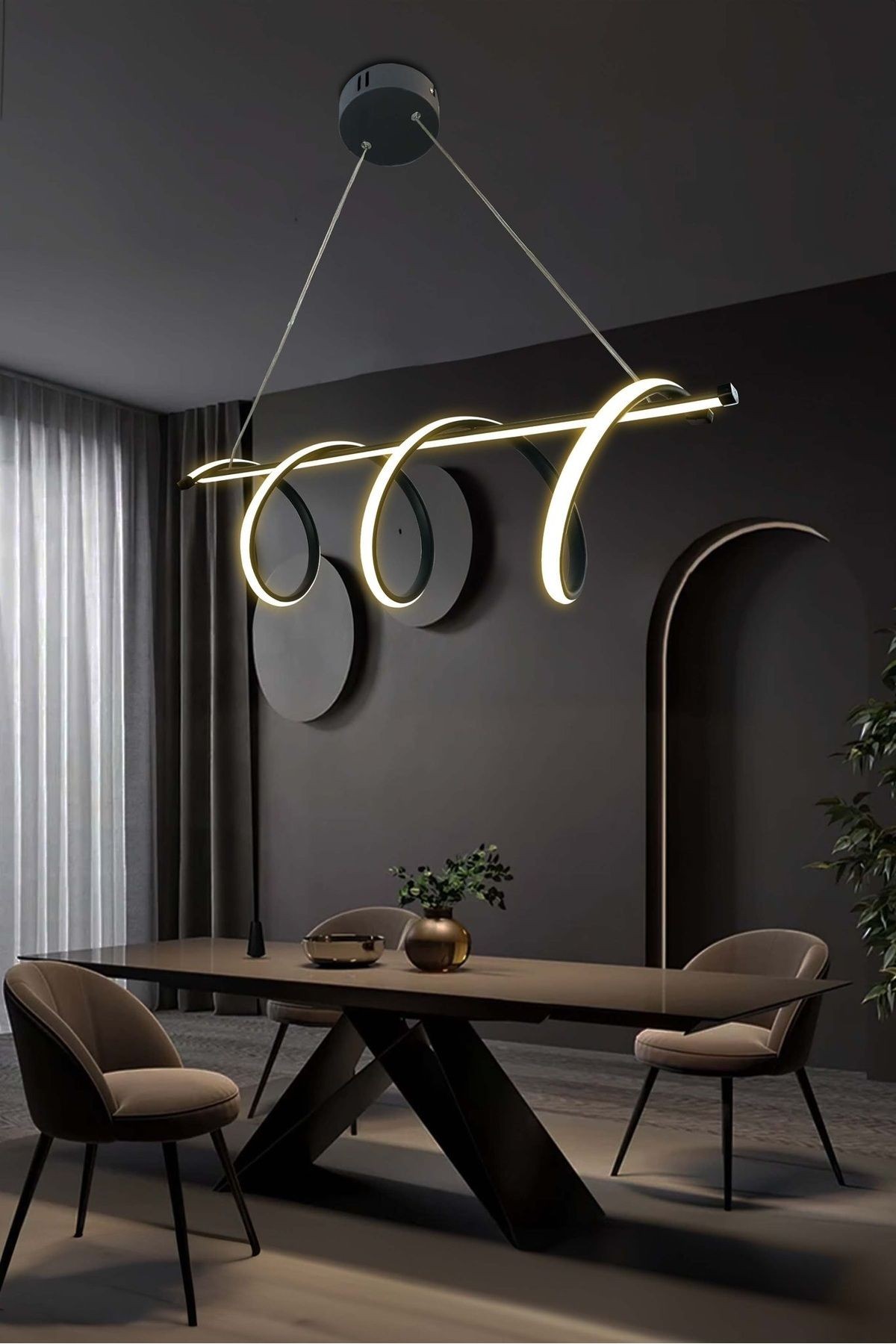 Masaüstü kıvrım , 3 Renk Led Aydınlatmalı, Modern Mutfak Avizesi,ofis Led Avizesi