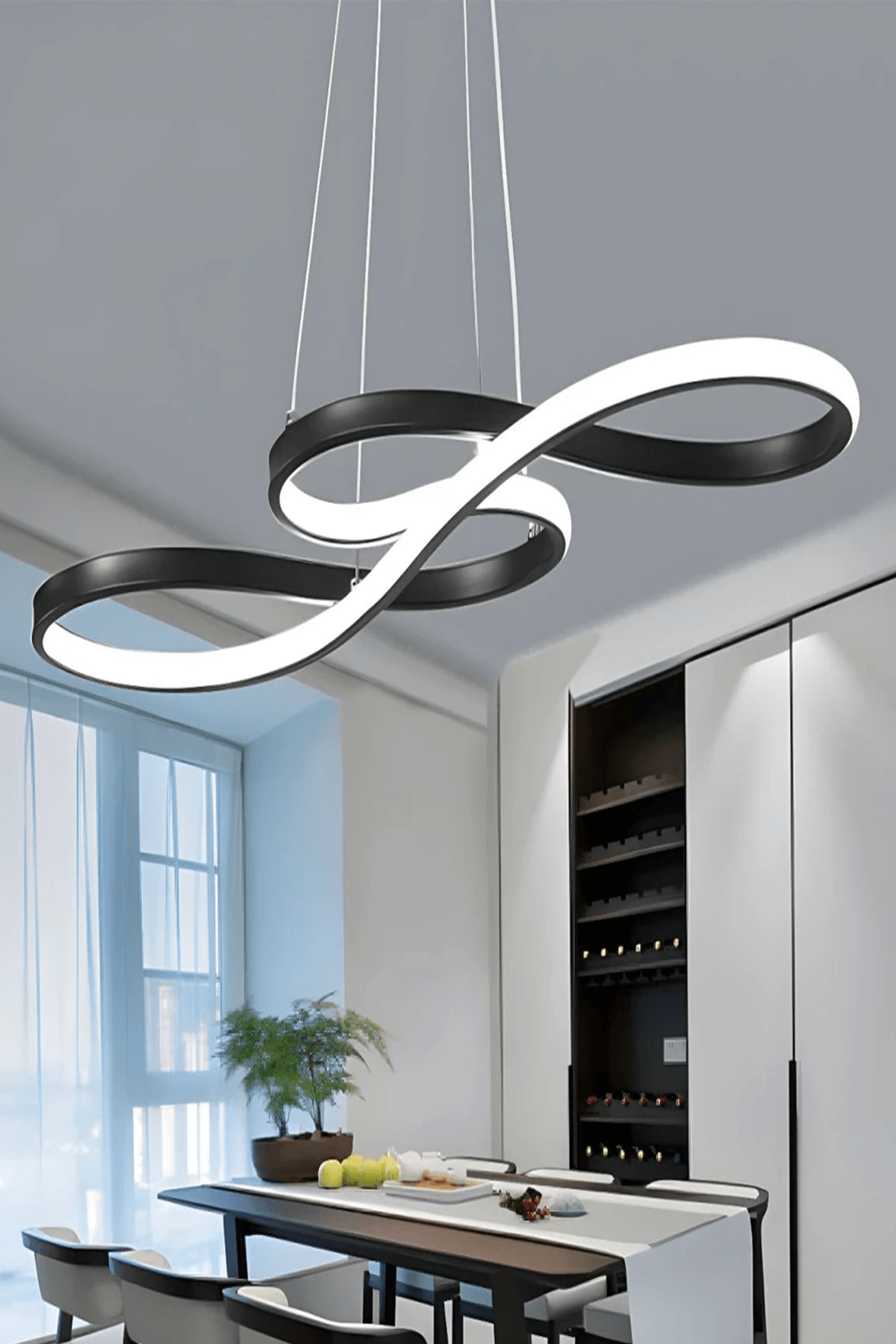Modern Yol Led Avize Orjinal Kaplama - Beyaz Işık - siyah