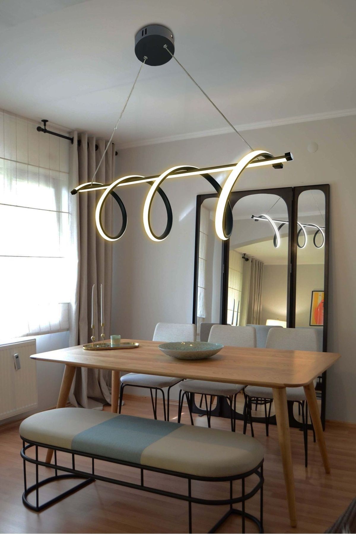 Masaüstü kıvrım , 3 Renk Led Aydınlatmalı, Modern Mutfak Avizesi,ofis Led Avizesi