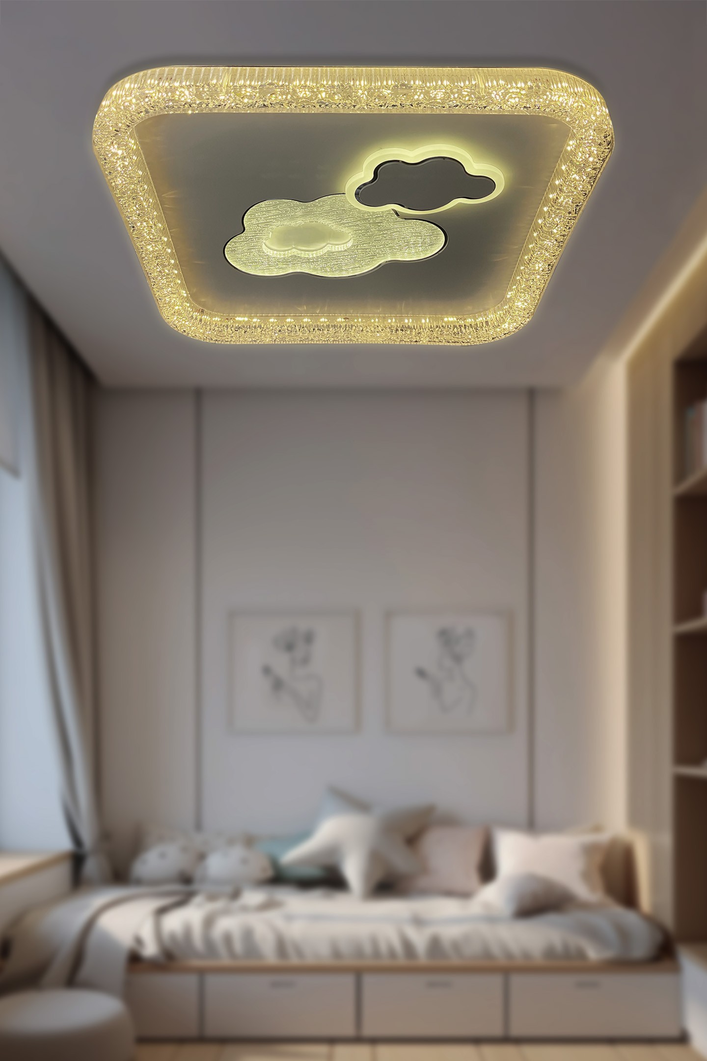 Salvadar Kare Plafonyer Kumandalı Led Avize