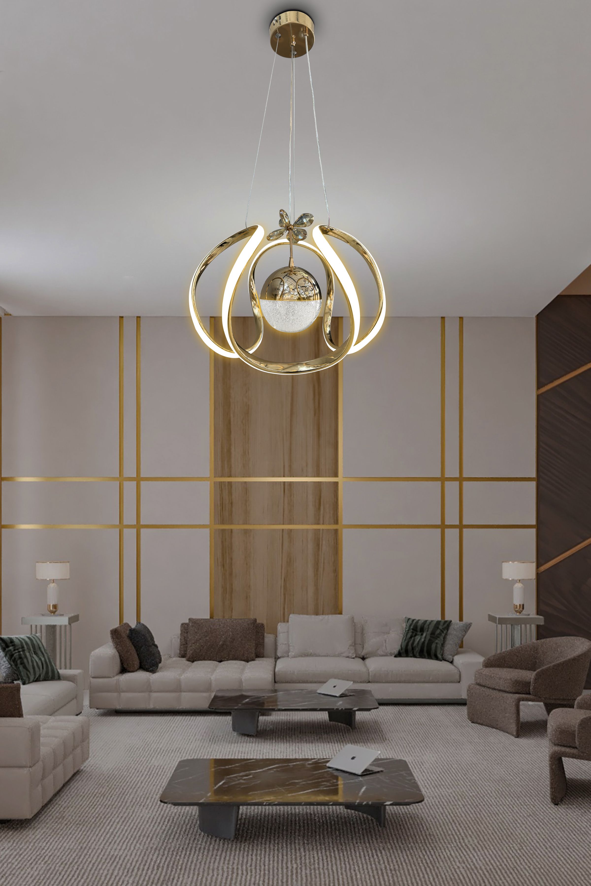 Arya Tek Toplu Led Avize 2 mt - Salon & Oturma Odası Avizesi