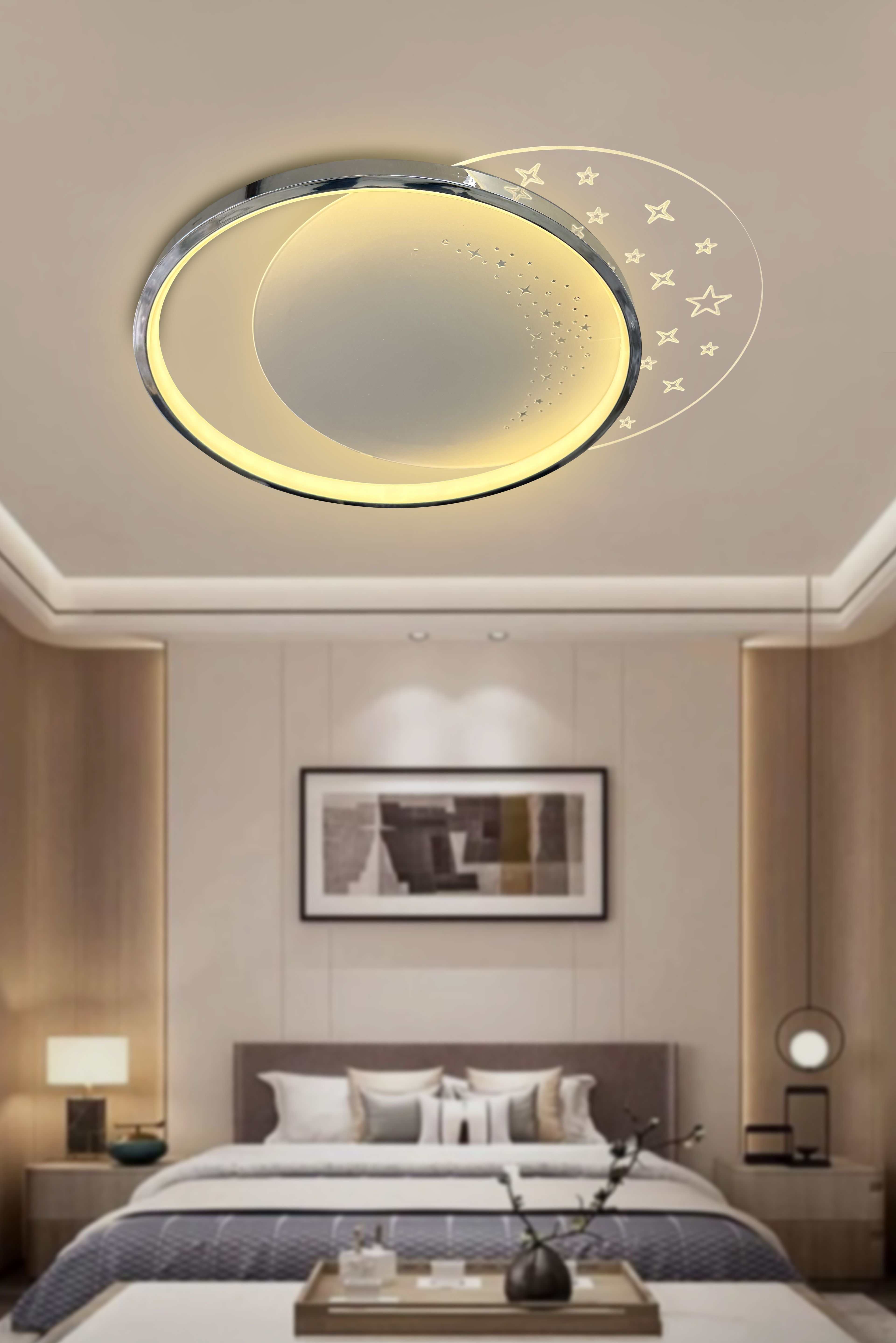 Dolunay Çocuk Odası Modern 3 Renk Yüksek Işık Gücü Plafonyer Tavana Yapışık Led Avize
