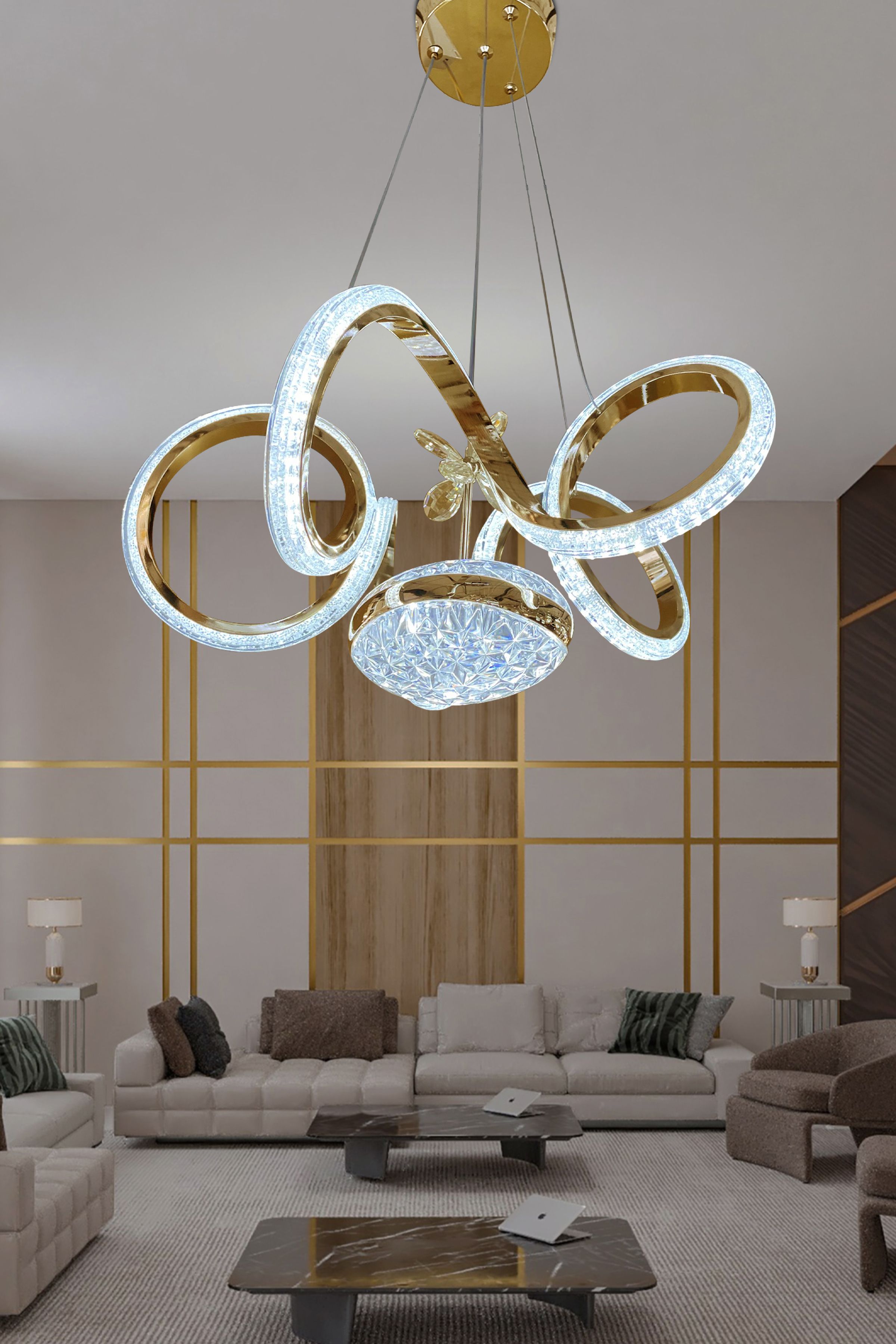 Kıvrım Eliza Tek Toplu Simli Slikonlu Modern Oturma Led Avizesi