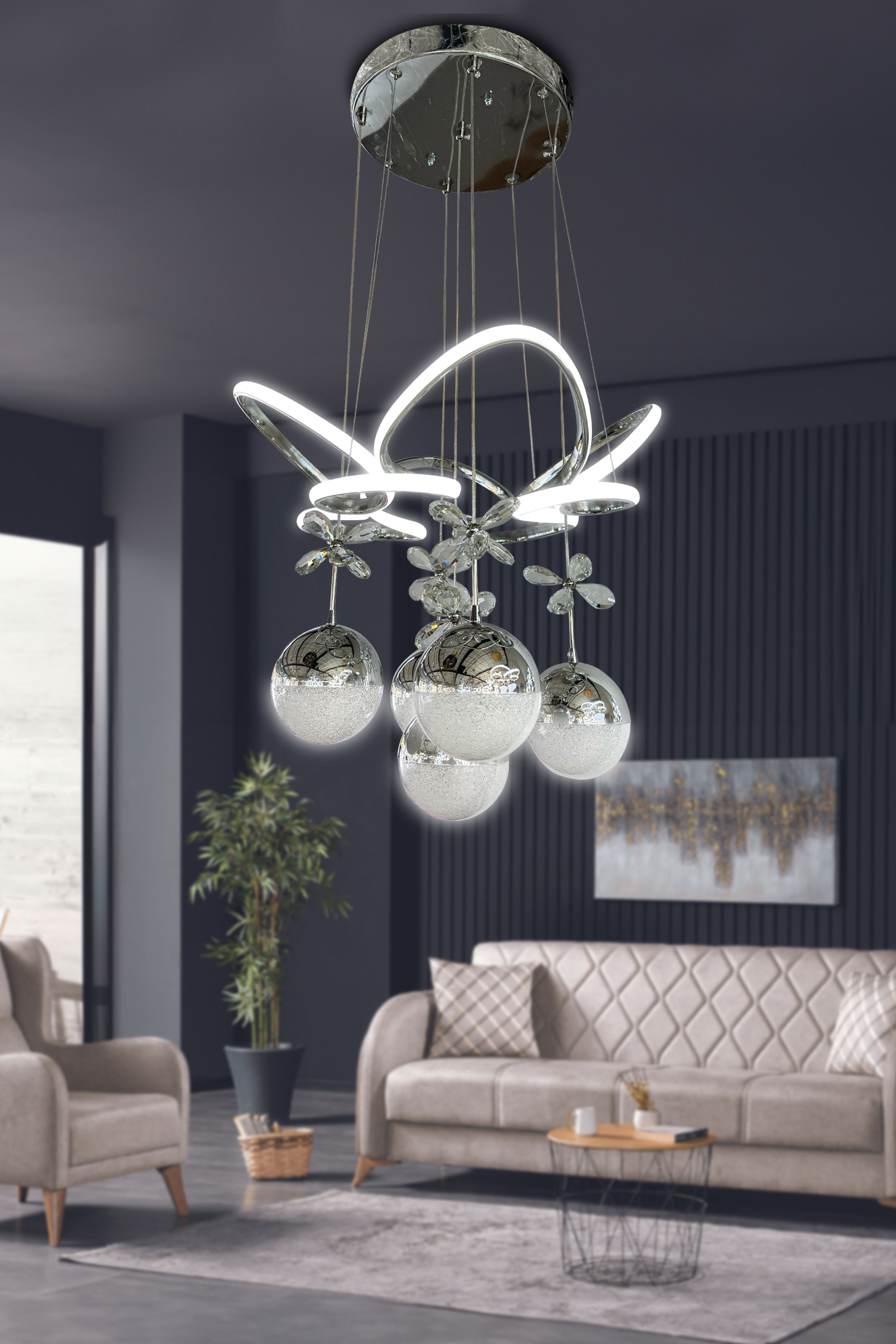 Kral Tacı Led Avize 5 Toplu Led Avize
