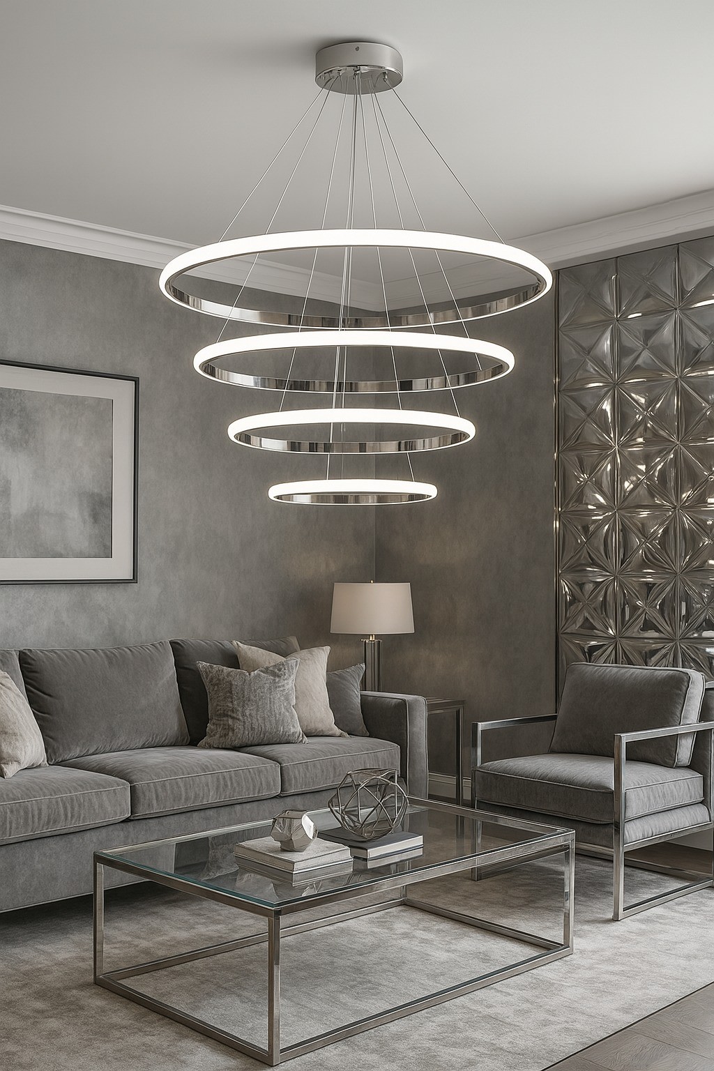 4'lü Çember Modern Sarkıt Led Avize