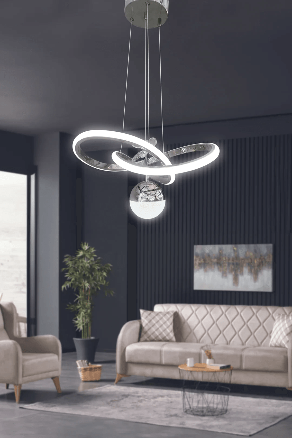Kardelen Toplu Modern Sarkıt Led Avize - 3 Renk Kumandasız - krom