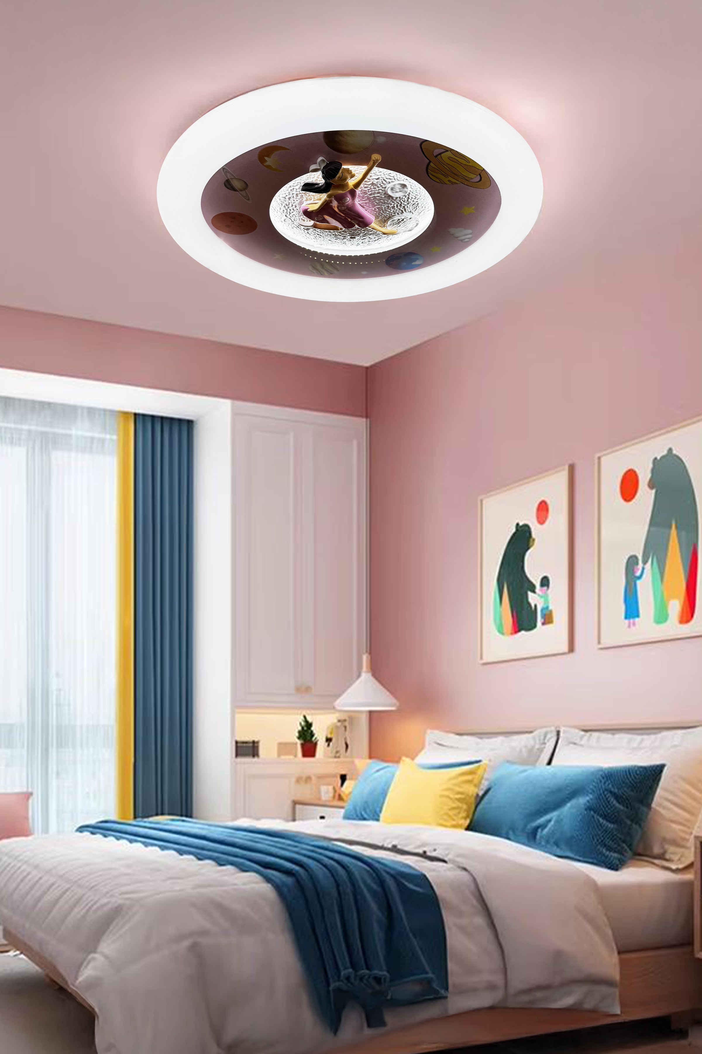 Velura Plafonyer Pembe Kız Çocuk Avizesi