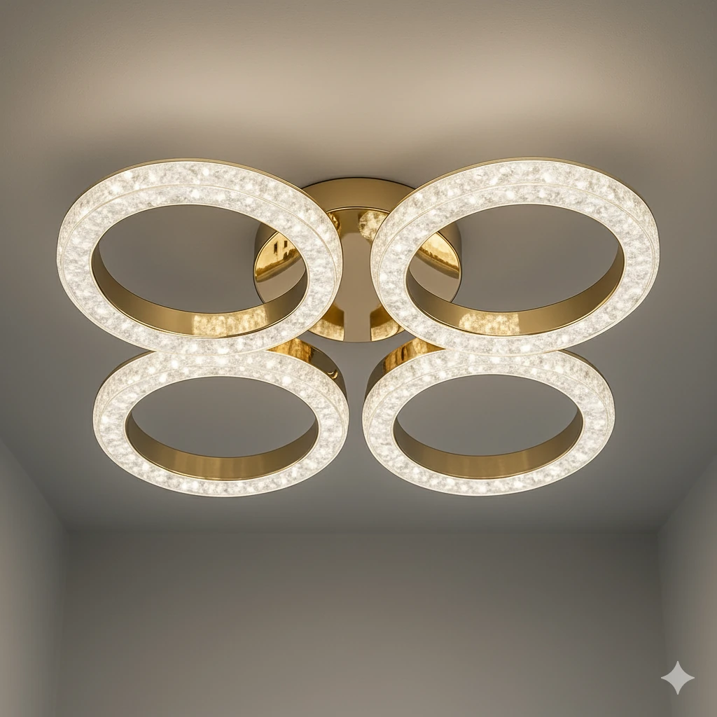 Daire Akrilik 4 lü Plafonyer 3 Renk Tavana Sıfır Led Avize