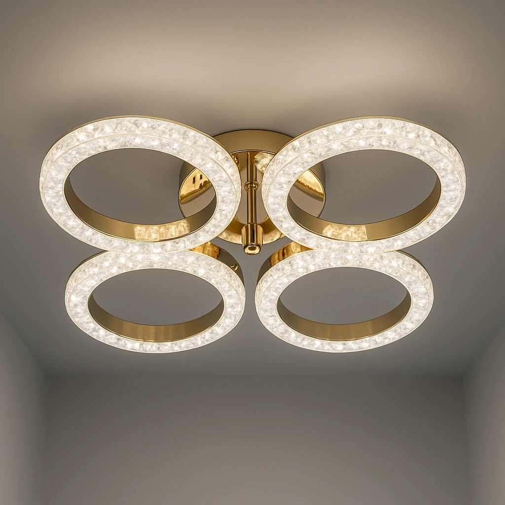 Daire Akrilik 5'Li Plafonyer 3 Renk Tavana Sıfır Led Avize