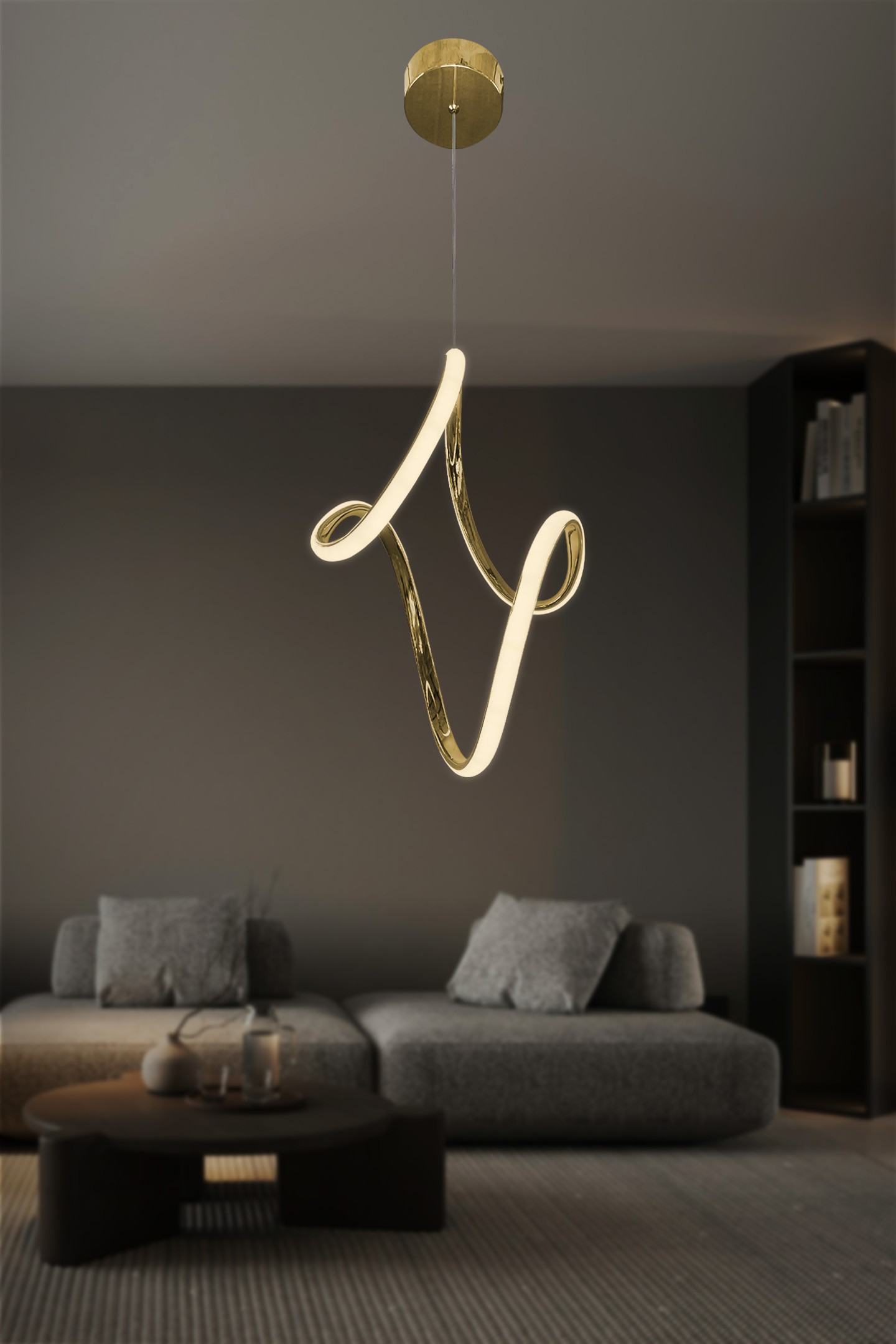 Badem Topsuz Modern Koridor & Oturma Odası Sarkıt Avize - 3 Renk - Gold