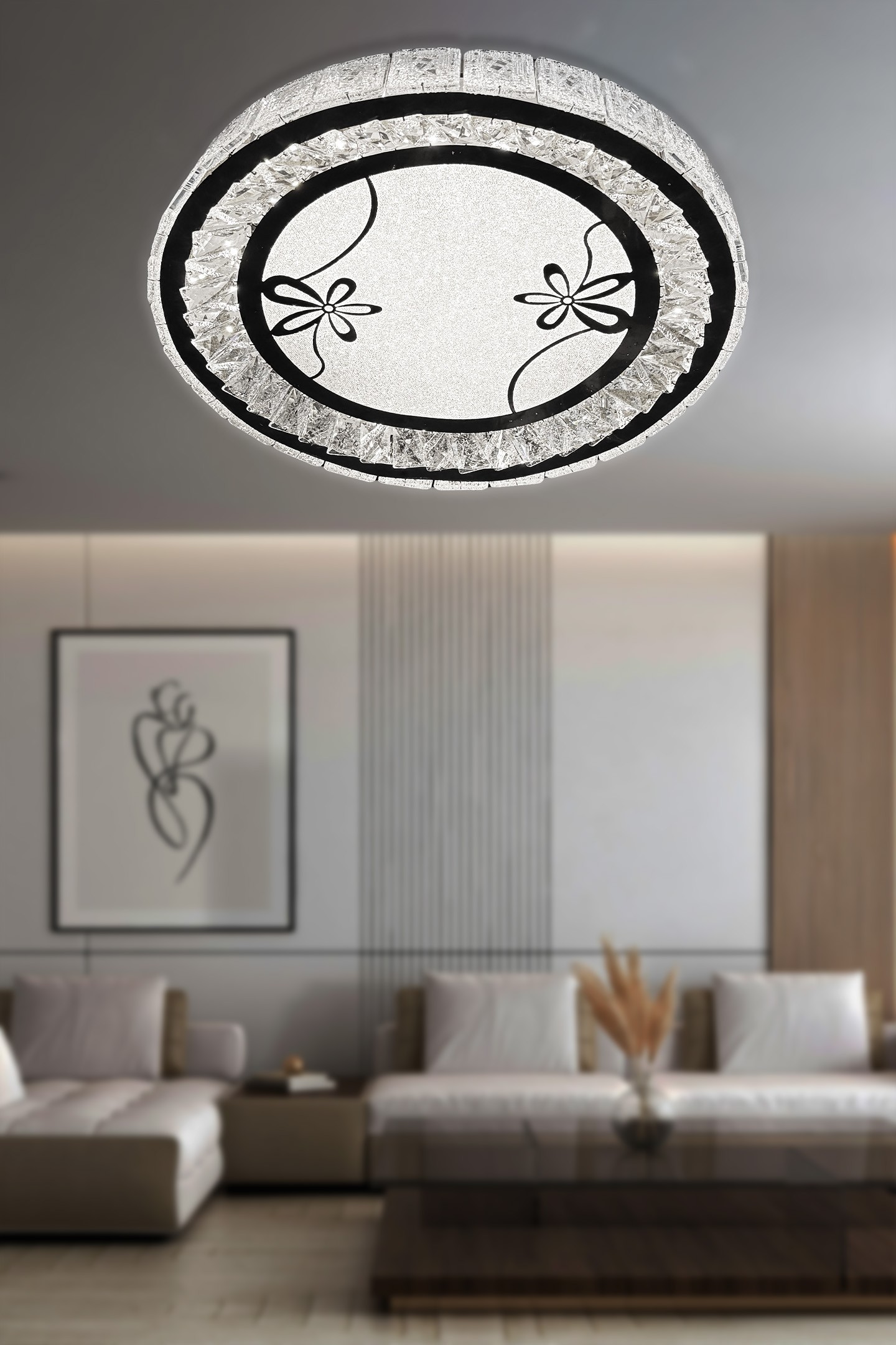 Miralux Taşlı Plafonyer Led Avize