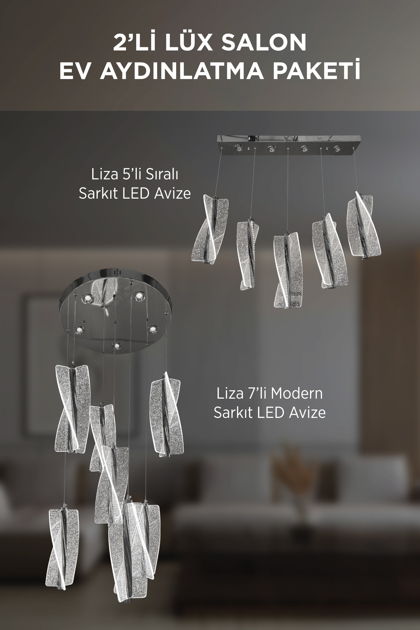 2'li Lüx Salon Takım Ev Aydınlatma Paketi