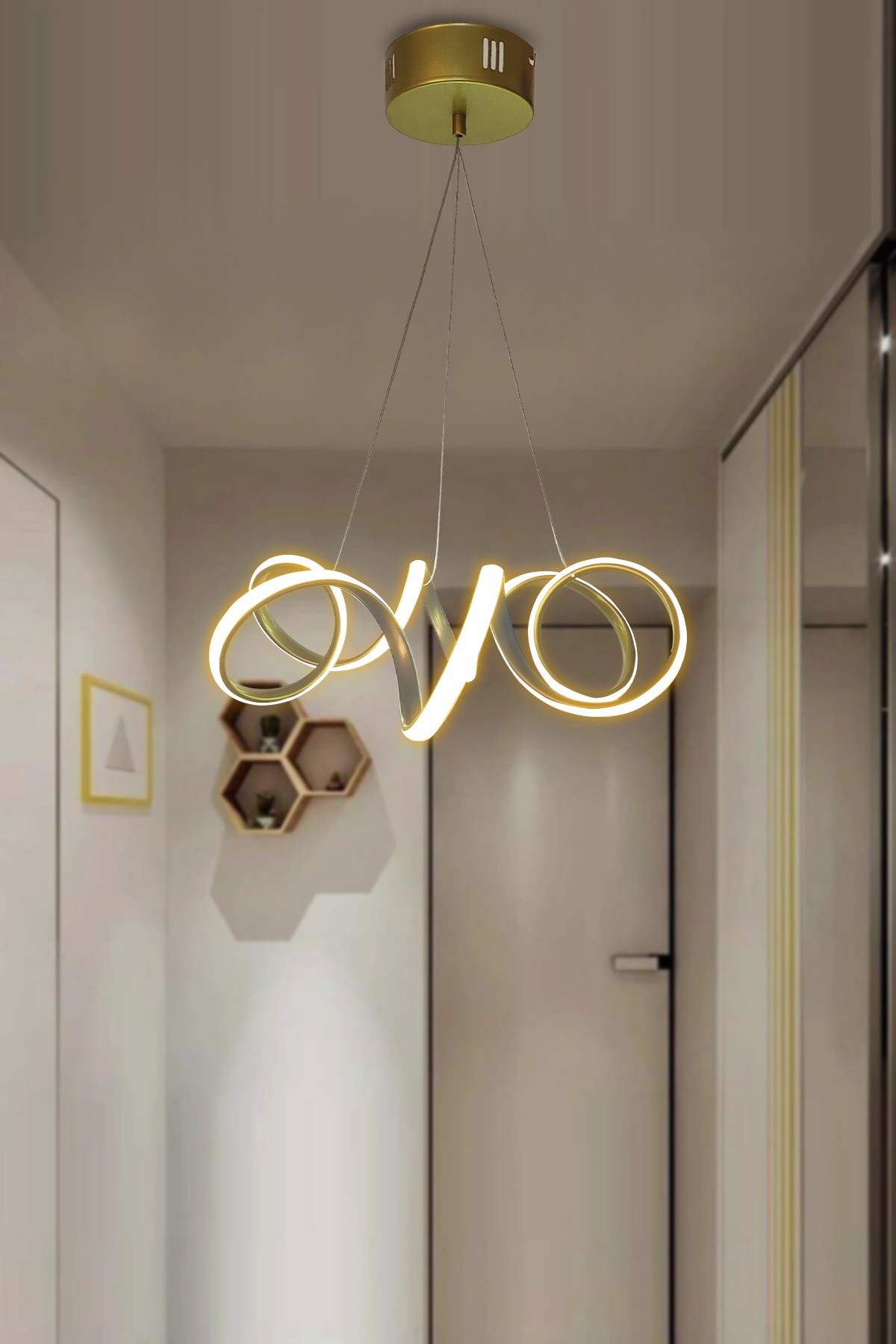 Modern Sarkıt Kıvrım Beyaz Işık Led Salon & Oturma Odası Avizesi