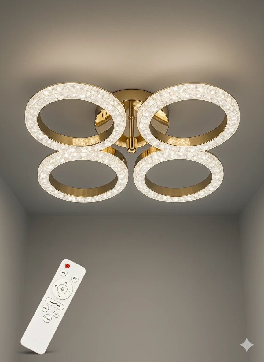 Daire Akrilik 5'Li Plafonyer 3 Renk Tavana Sıfır Led Avize