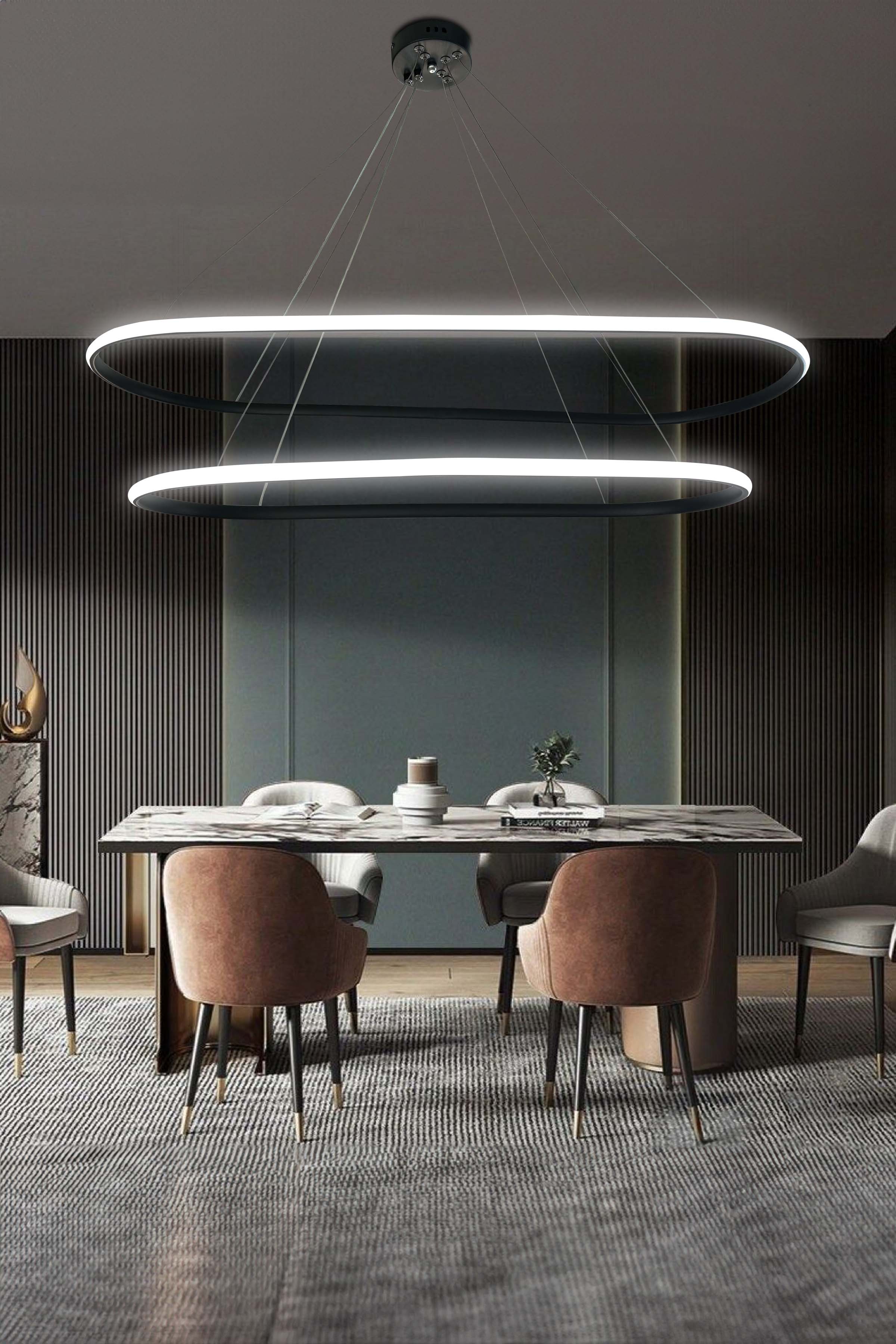 Gece Modern Led Aydınlatmalı Ev & Ofis Avizesi
