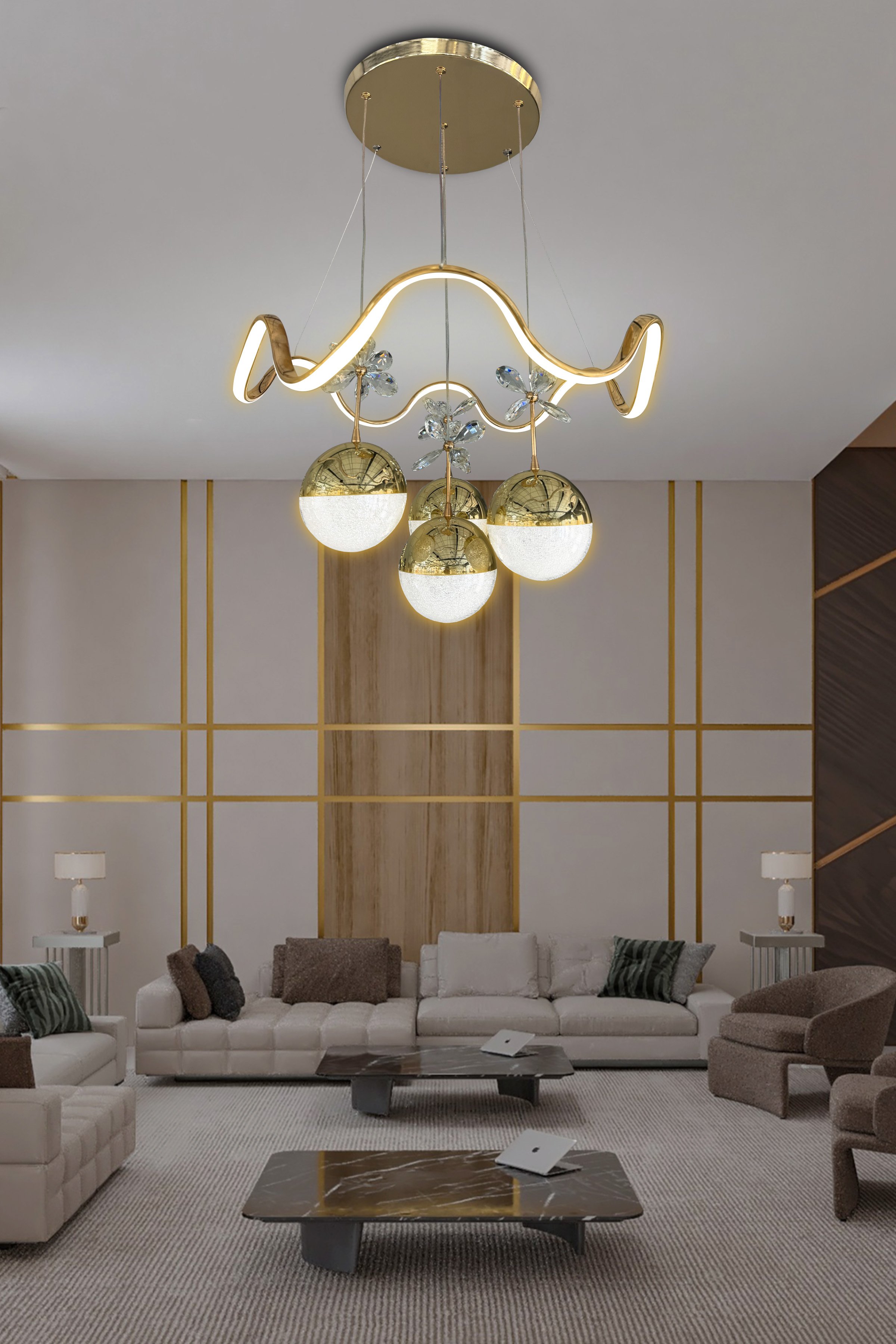 Zikzak 4 Toplu Modern Sarkıt Led Avize