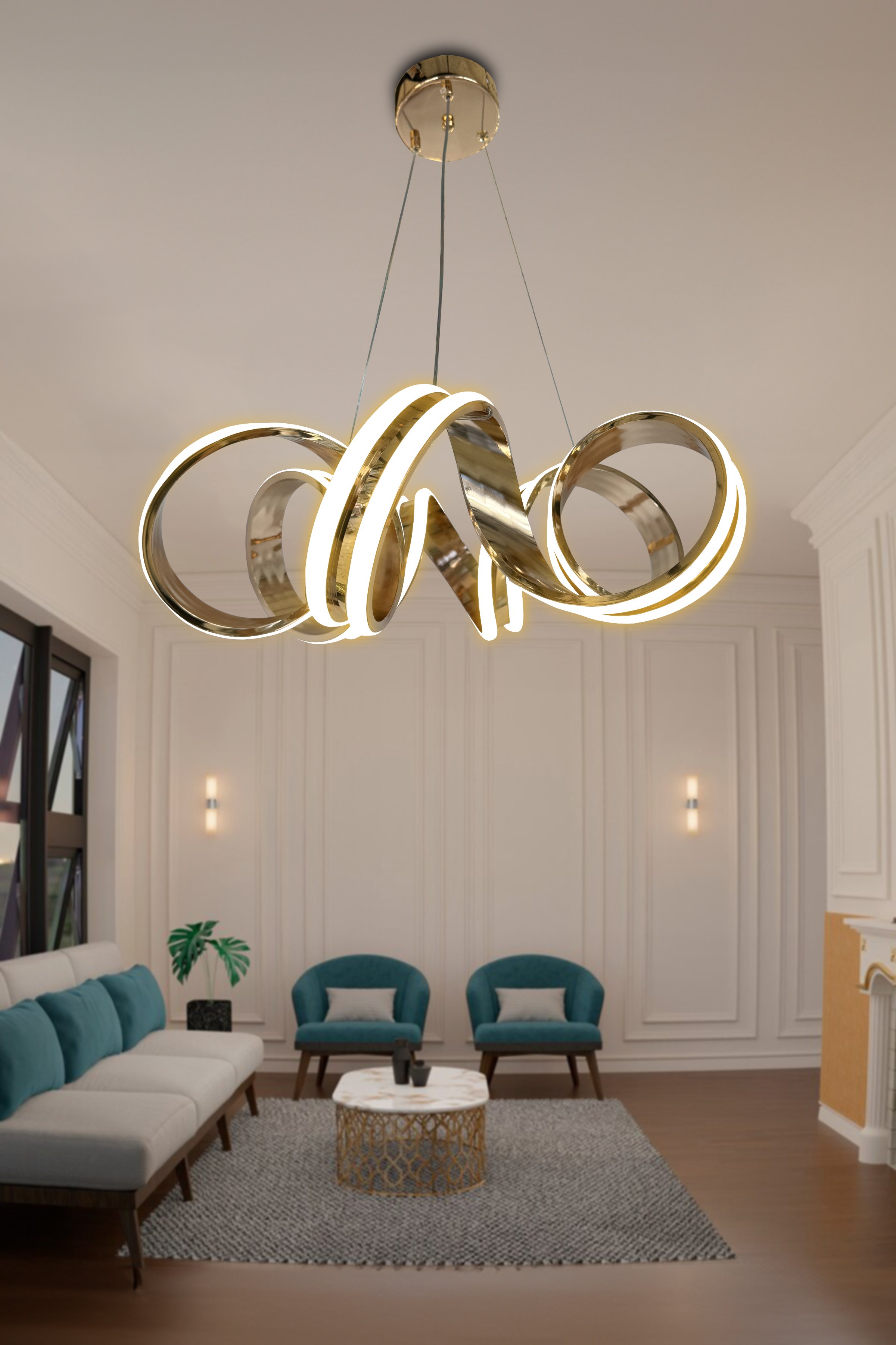 Kıvrım Çift Ledli Sıralı Toplu Led Avize