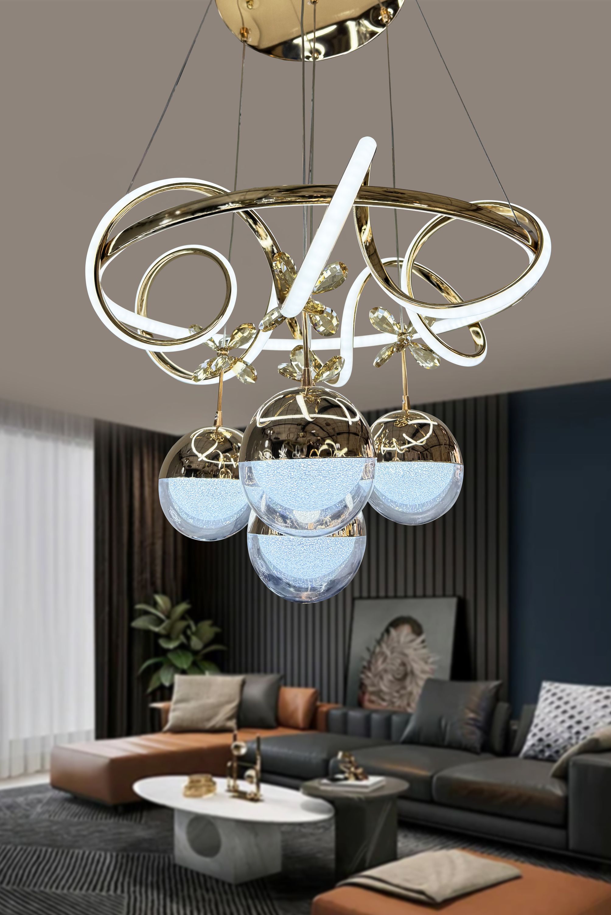 Kuzey İthal Küre 4 Toplu Led Avize