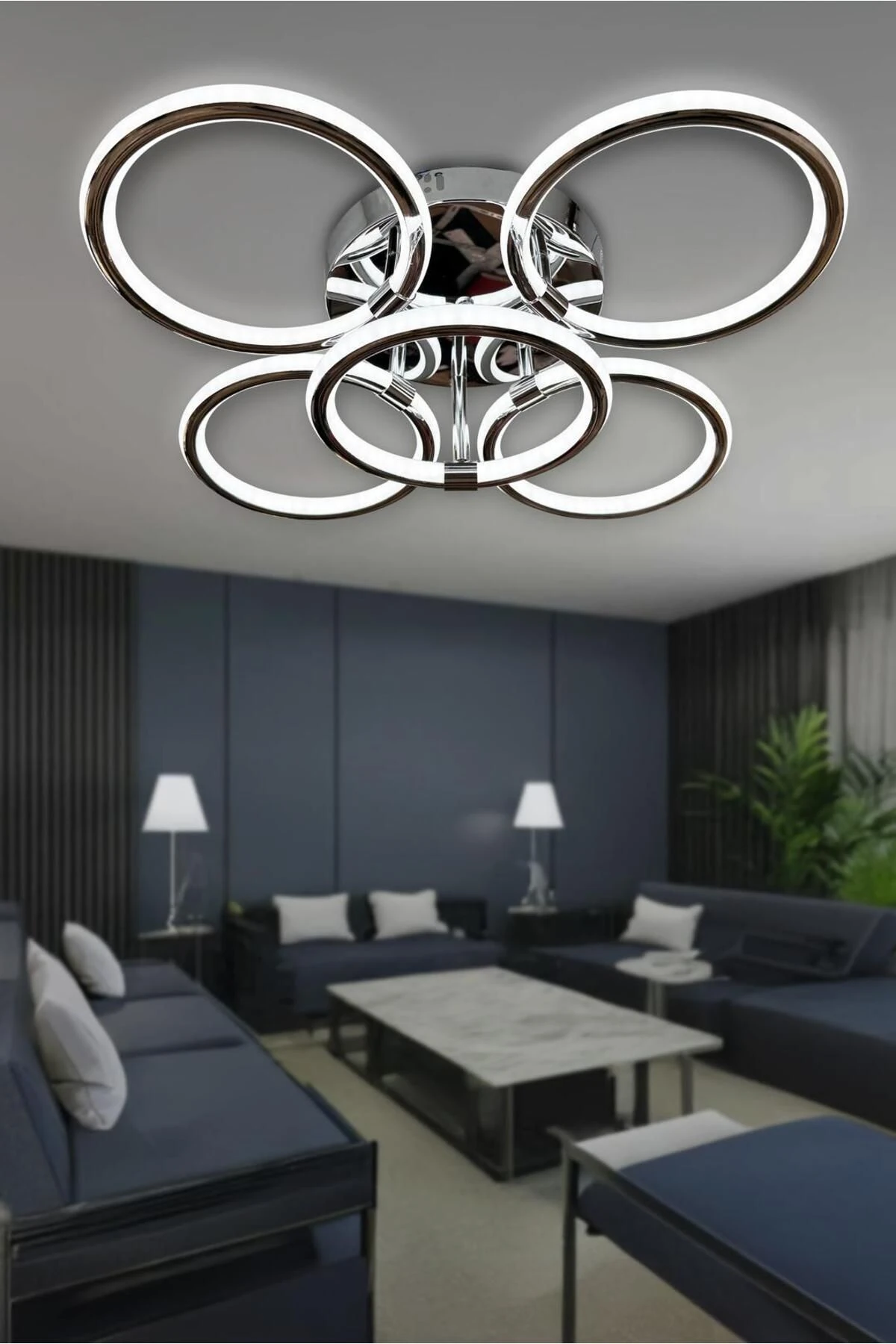 Kumandalı Krom Çift Yönlü İthal Modern Yüksek Işık Gücü Modern Uzun Ömürlü Sarkıt Led Avize