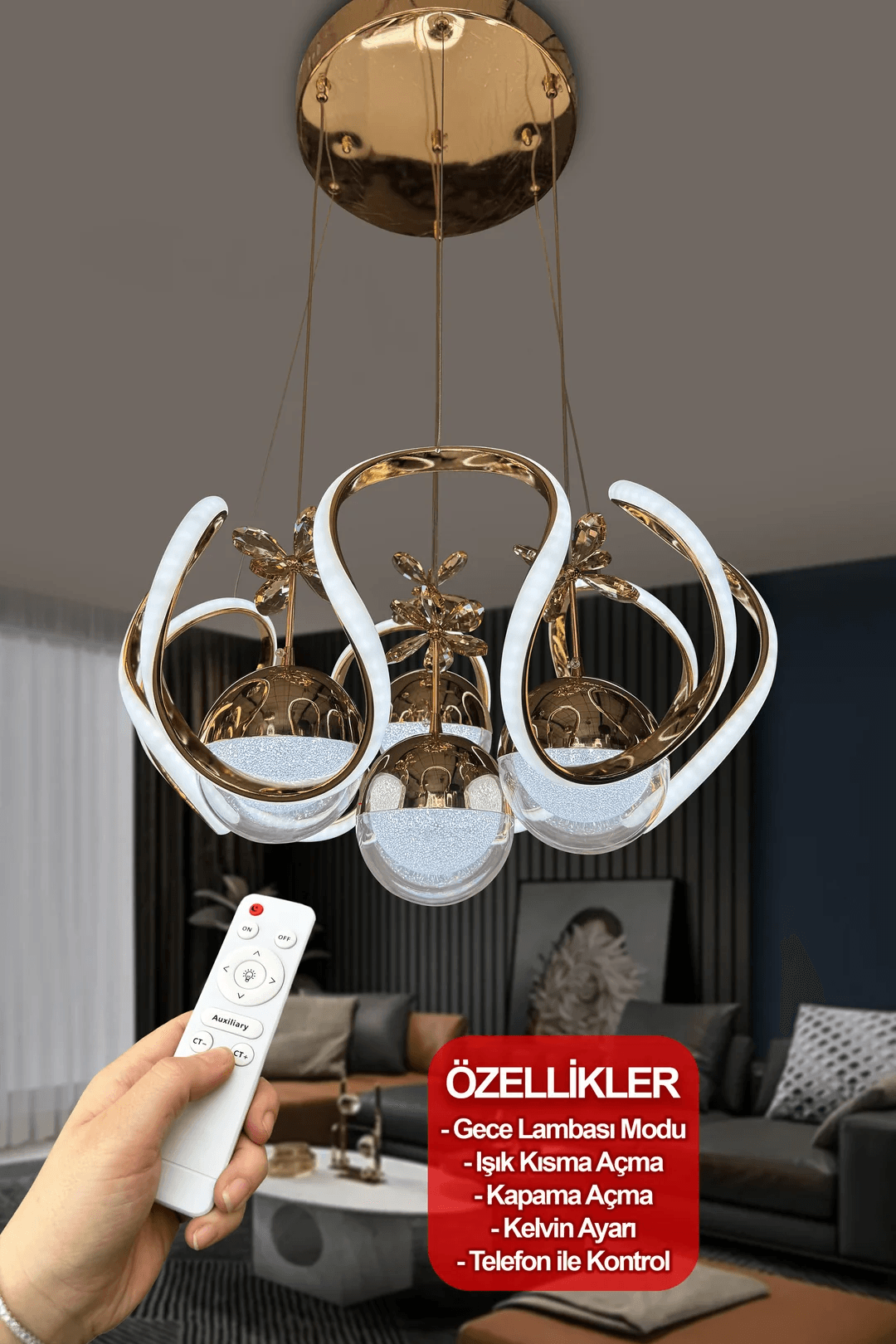Arya XL Yeni Fanuslu Şeker Top 4 Lü Modern Sarkıt Led Avize