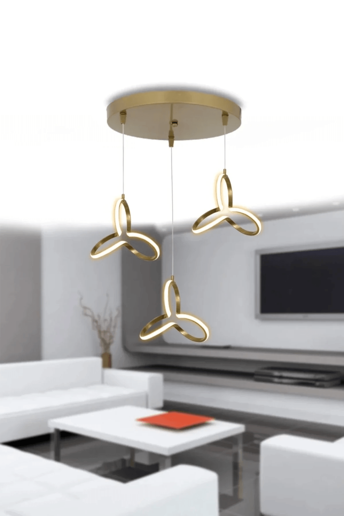 Yonca 3'lü Modern Sarkıt 1 Yıl Garantili Led Avize