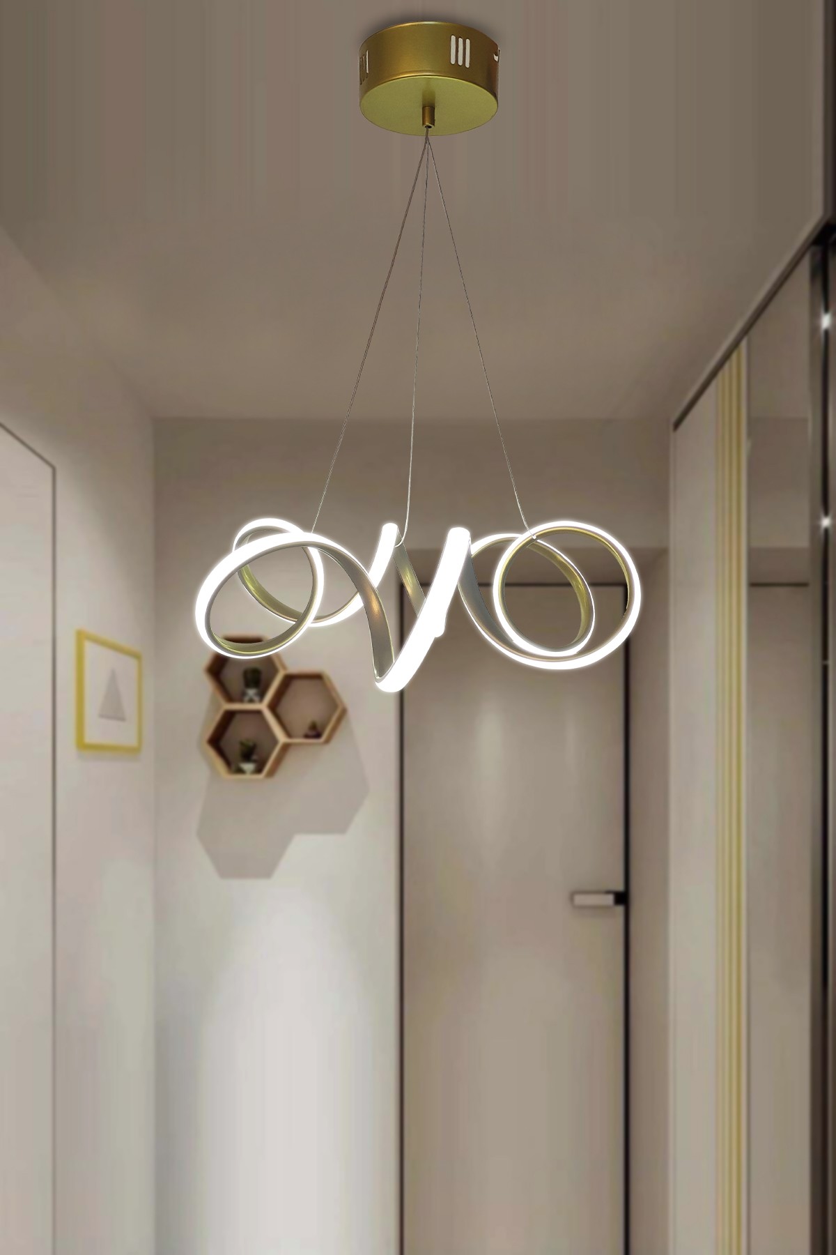 Modern Sarkıt Kıvrım Beyaz Işık Led Salon & Oturma Odası Avizesi