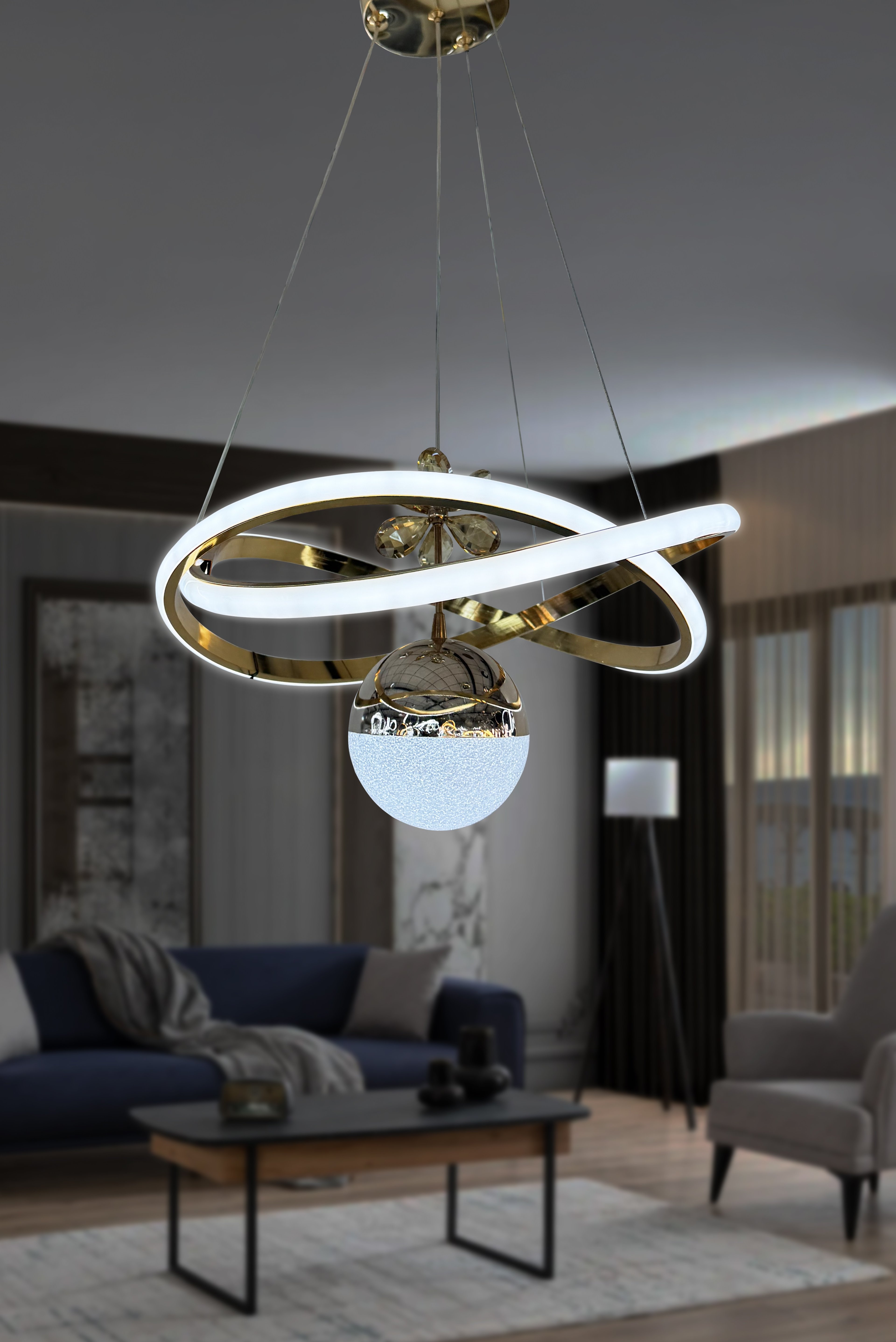 Dalga Tek Toplu Led Avize