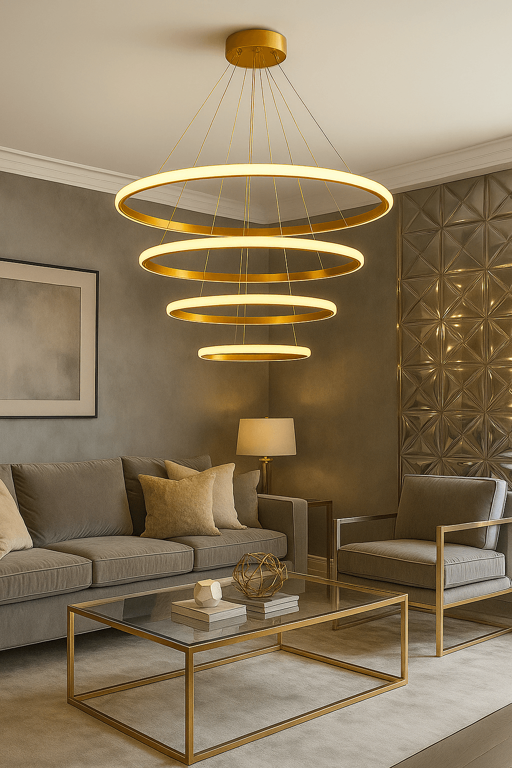 4'lü Çember Modern Sarkıt Led Avize