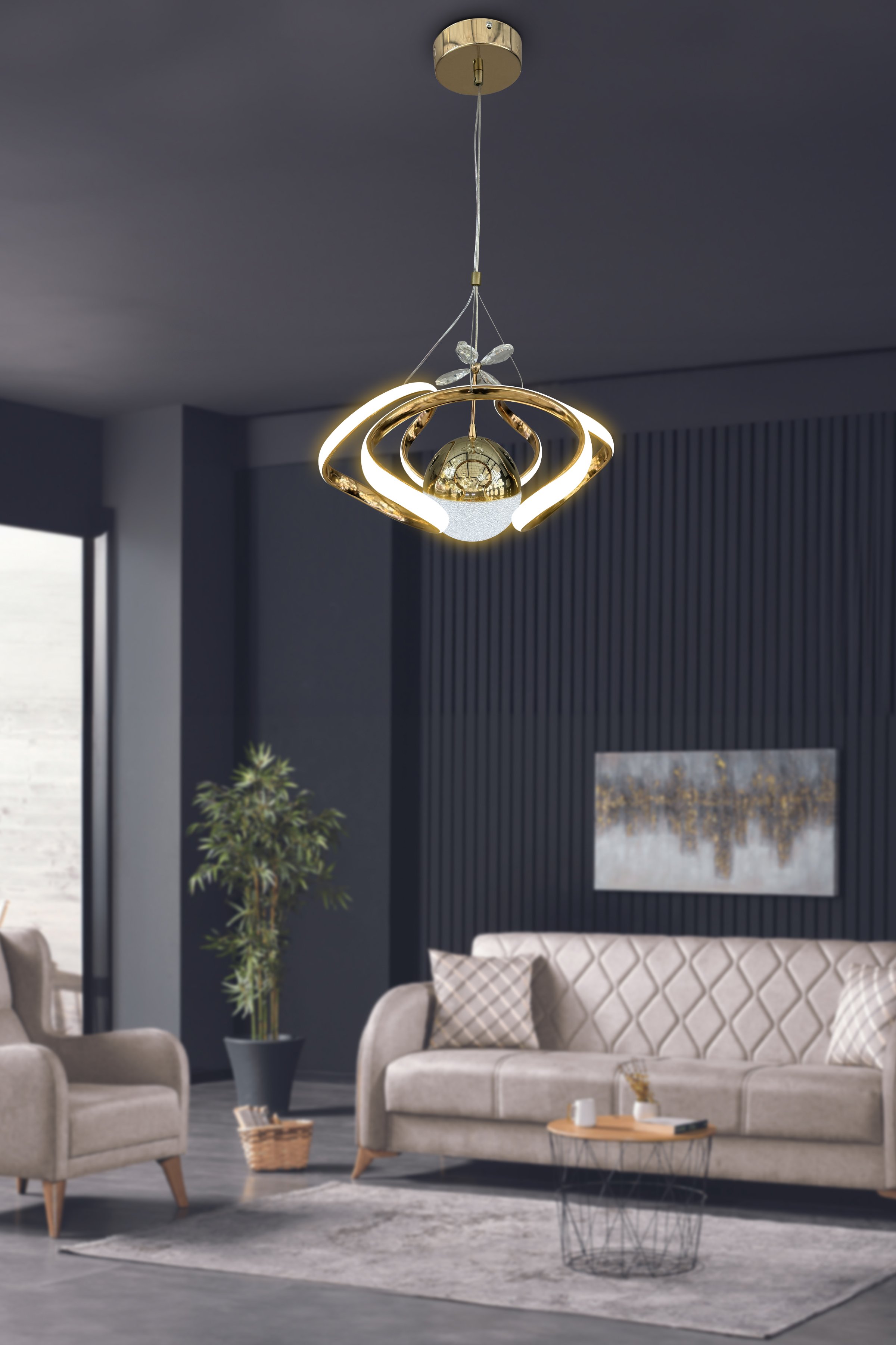 Dron Tek Top 2 modern Sarkıt Led Avize