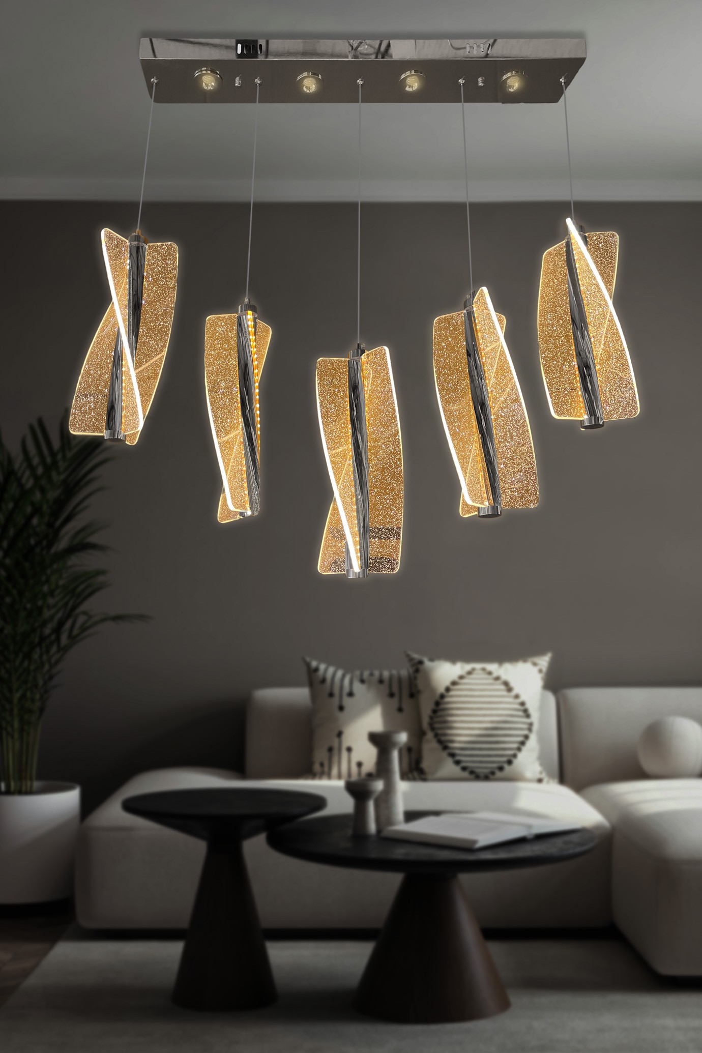 Liza 5 Li Sıralı Sarkıt Led Avize