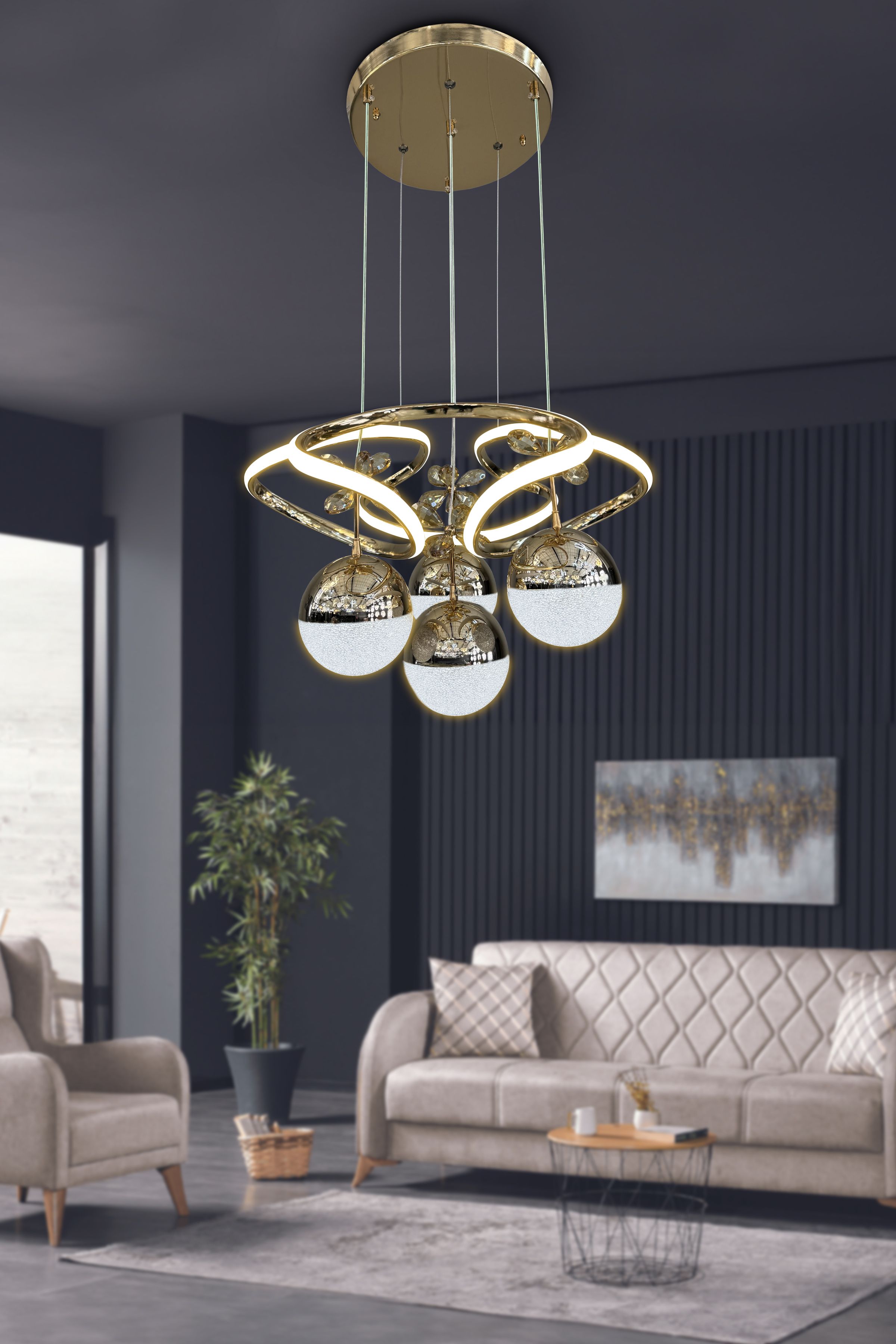 Modern Sarkıt Dron 3 Renk 4 Toplu Led Avize Powerled Ledli Avize