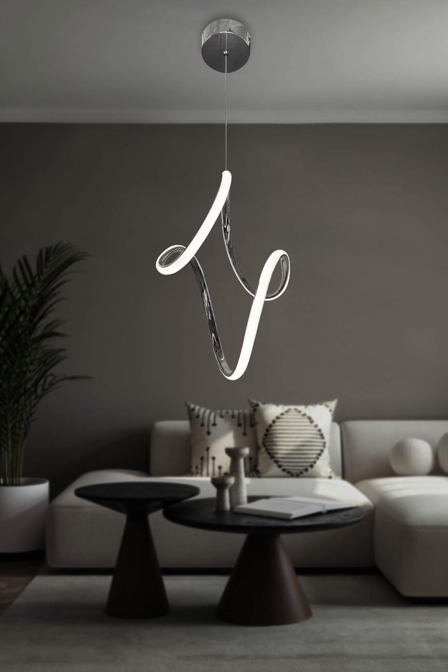 Badem Topsuz Modern Koridor & Oturma Odası Sarkıt Avize - 3 Renk - Krom