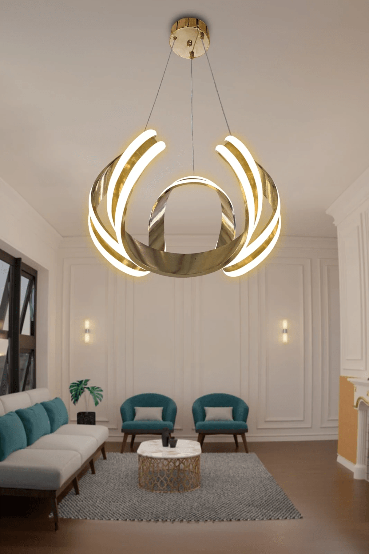 Dron Çift Yönlü Sırt Led Avize - 3 Renk Kumandalı