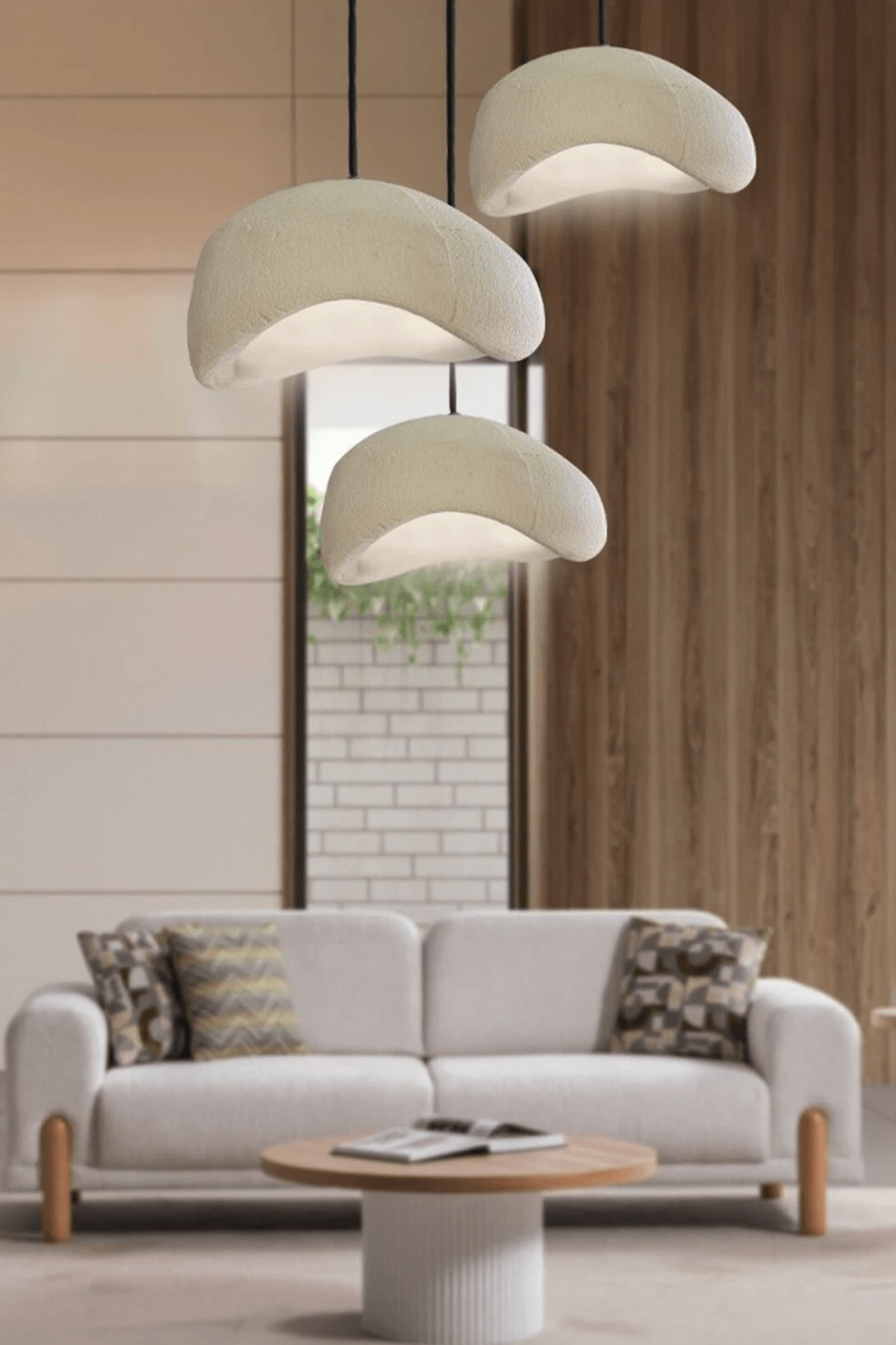 3'lü Beton Modern Tasarım Avize