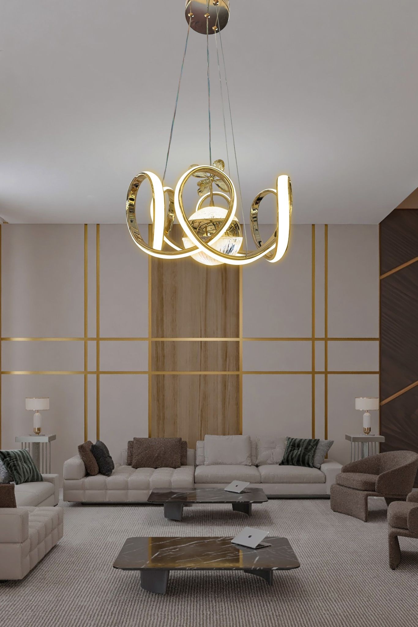 Melisa Modern Sarkıt Led Avize Powerled Lümen Gücü Yüksek Led Avize - Gold