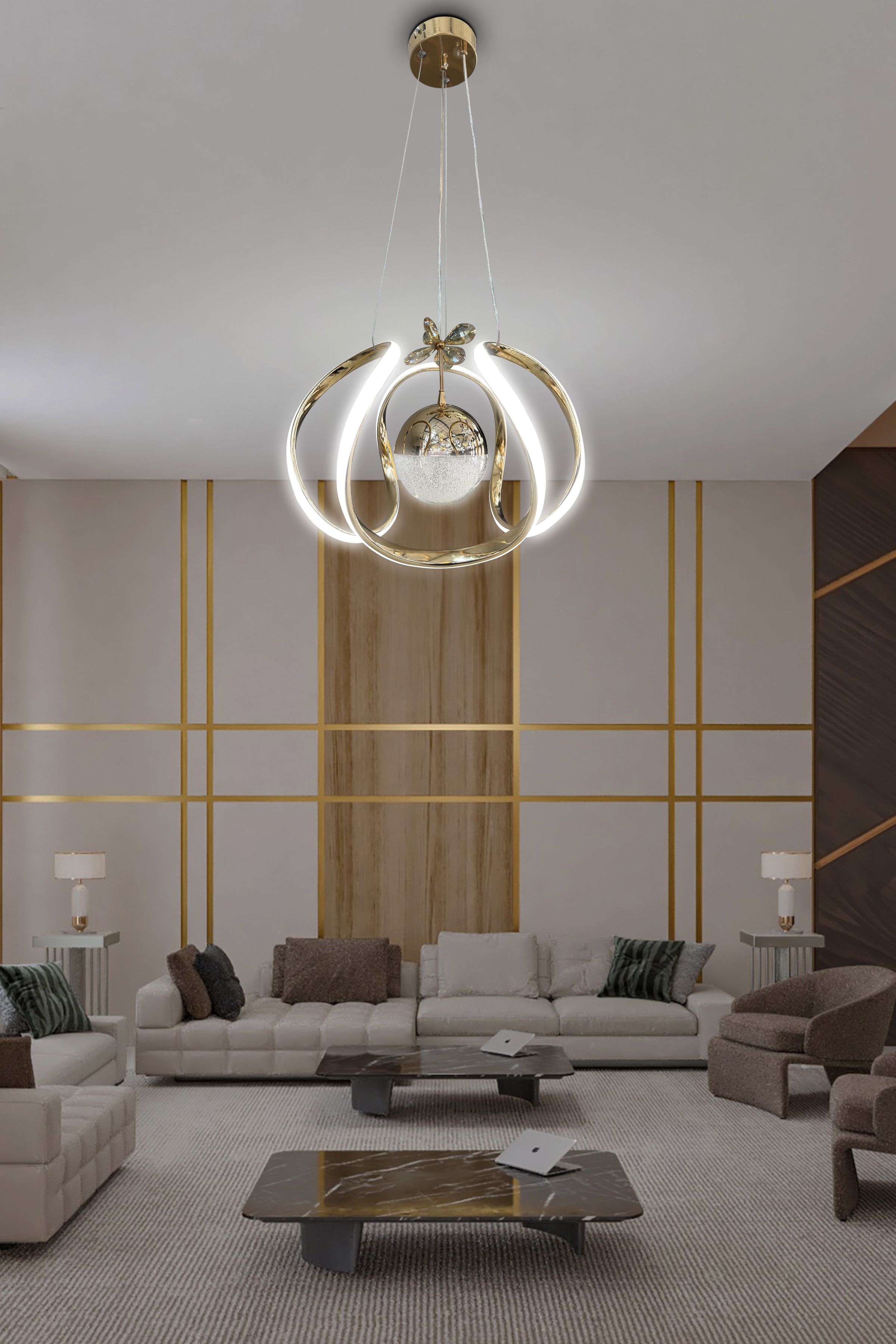 Arya Tek Toplu Led Avize 2 mt - Salon & Oturma Odası Avizesi