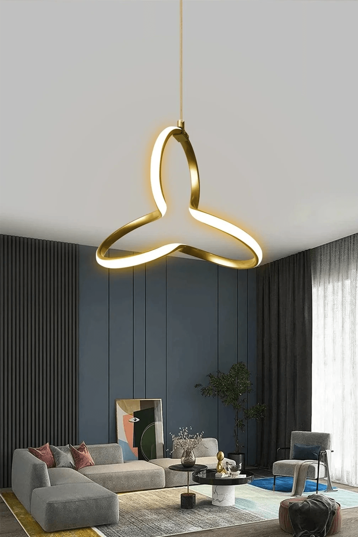 Yonca Modern Sarkıt Led Avize 1 Yıl Garantili - Beyaz Işık - gold